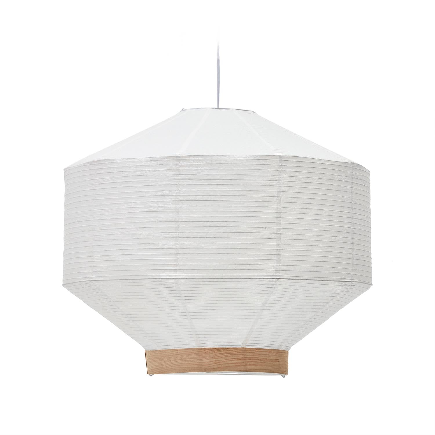 Eleganter Lampenschirm Hila: Weisses Papier & Eichenfurnier, Ø 80 cm, für stilvolle Lichtakzente in jedem Raum.