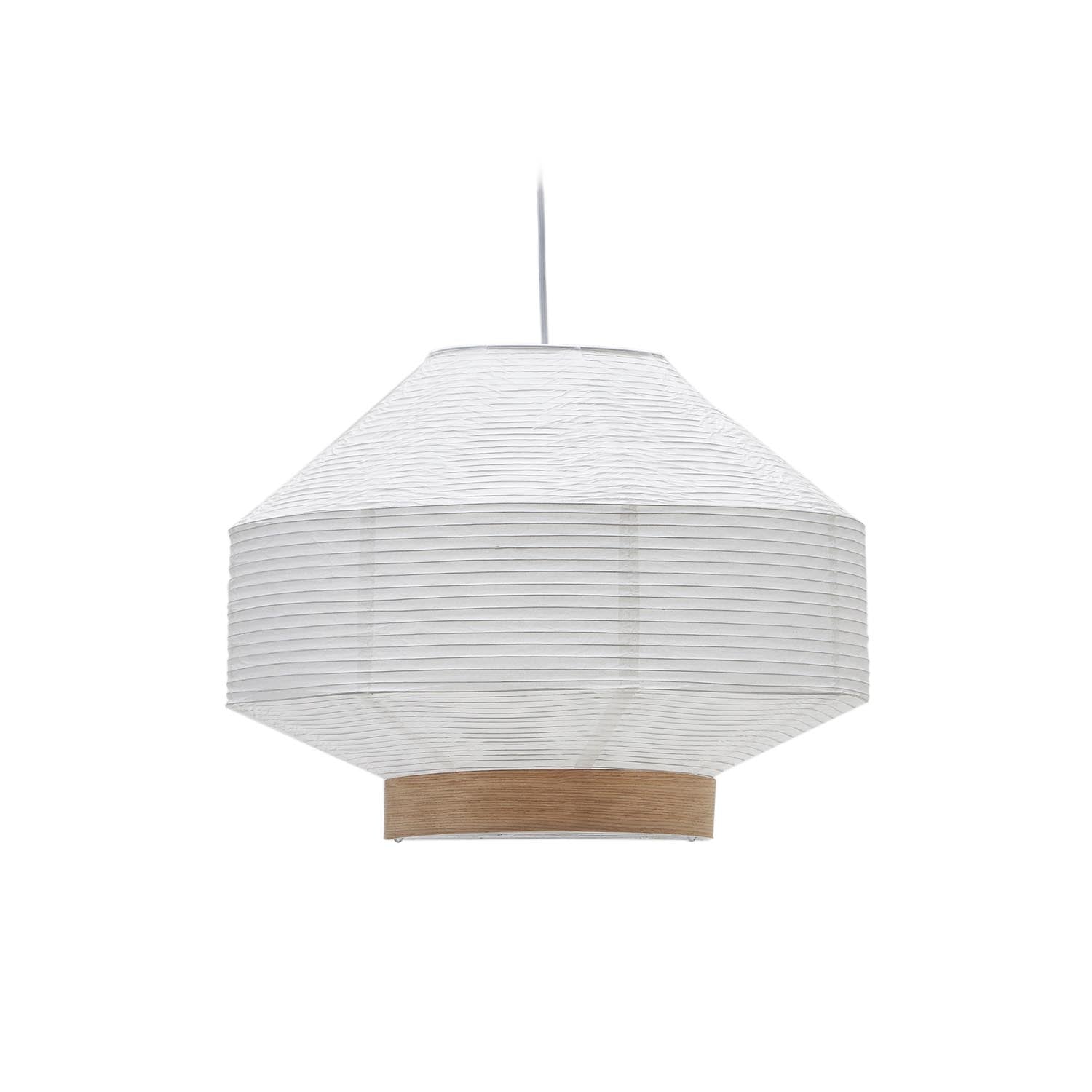 Eleganter Lampenschirm Hila: Weisses Papier & Eichenfurnier, Ø 30 cm. Stilvoll, nachhaltig, vielseitig für jeden Raum.