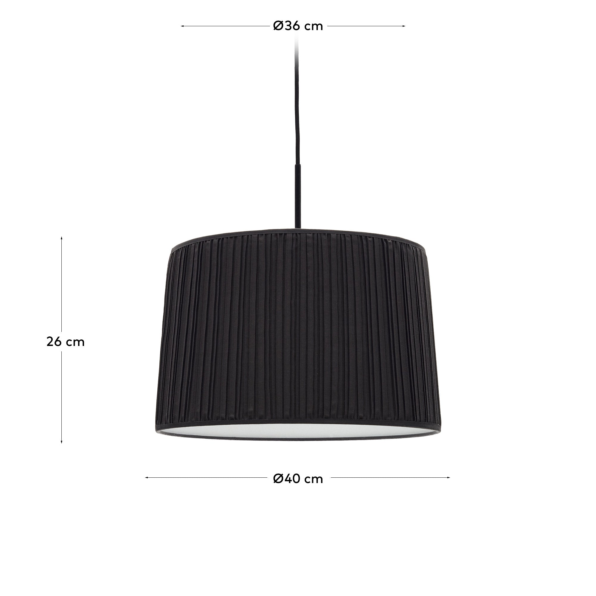 Moderner schwarzer Lampenschirm Guash von Kave Home, Ø 40 cm, ideal für Deckenleuchten, verleiht jedem Raum Eleganz und Stil.