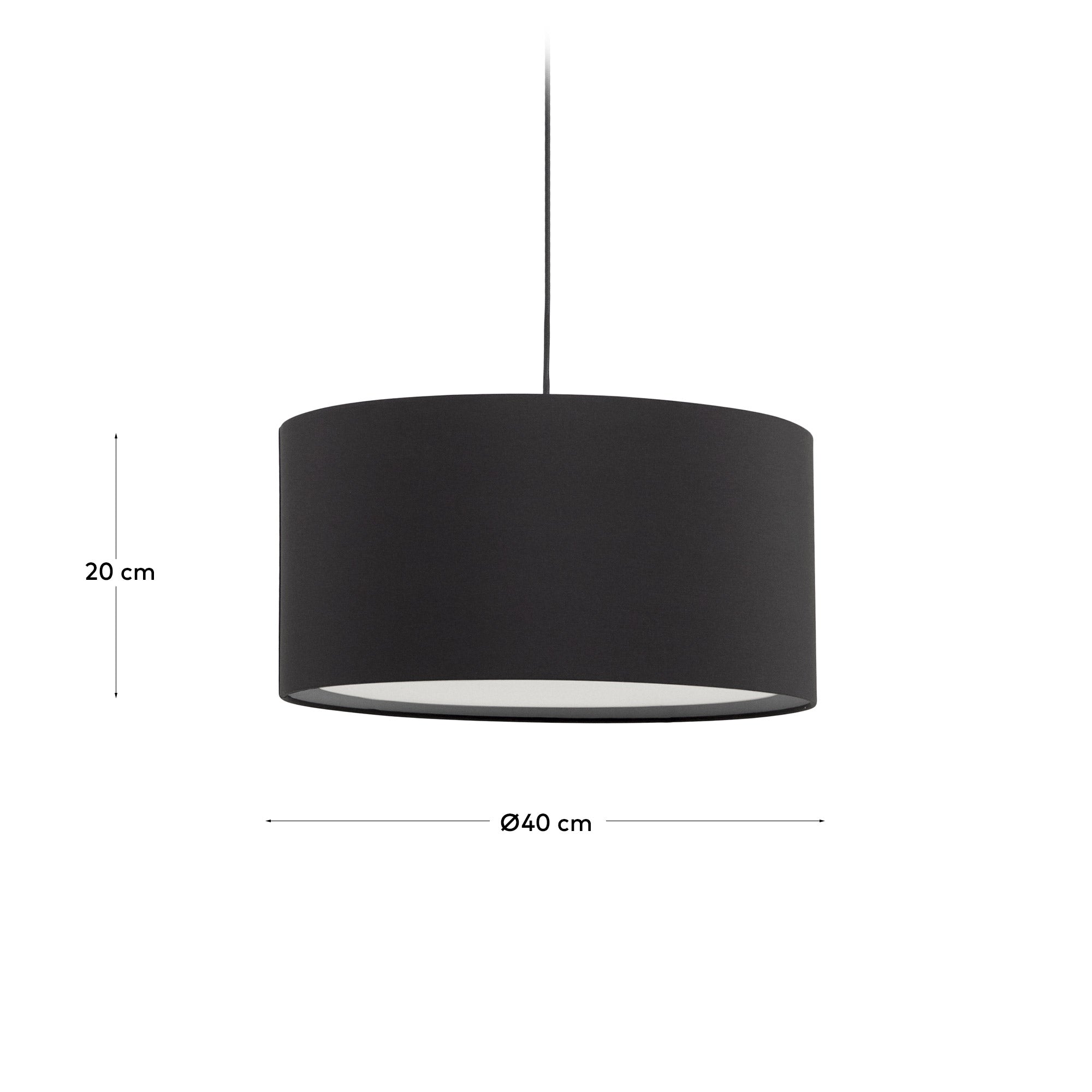 Moderner Lampenschirm Santana in Schwarz mit 40 cm Durchmesser und weissem Diffusor. Ideal für eine stilvolle Beleuchtung in jedem Raum.