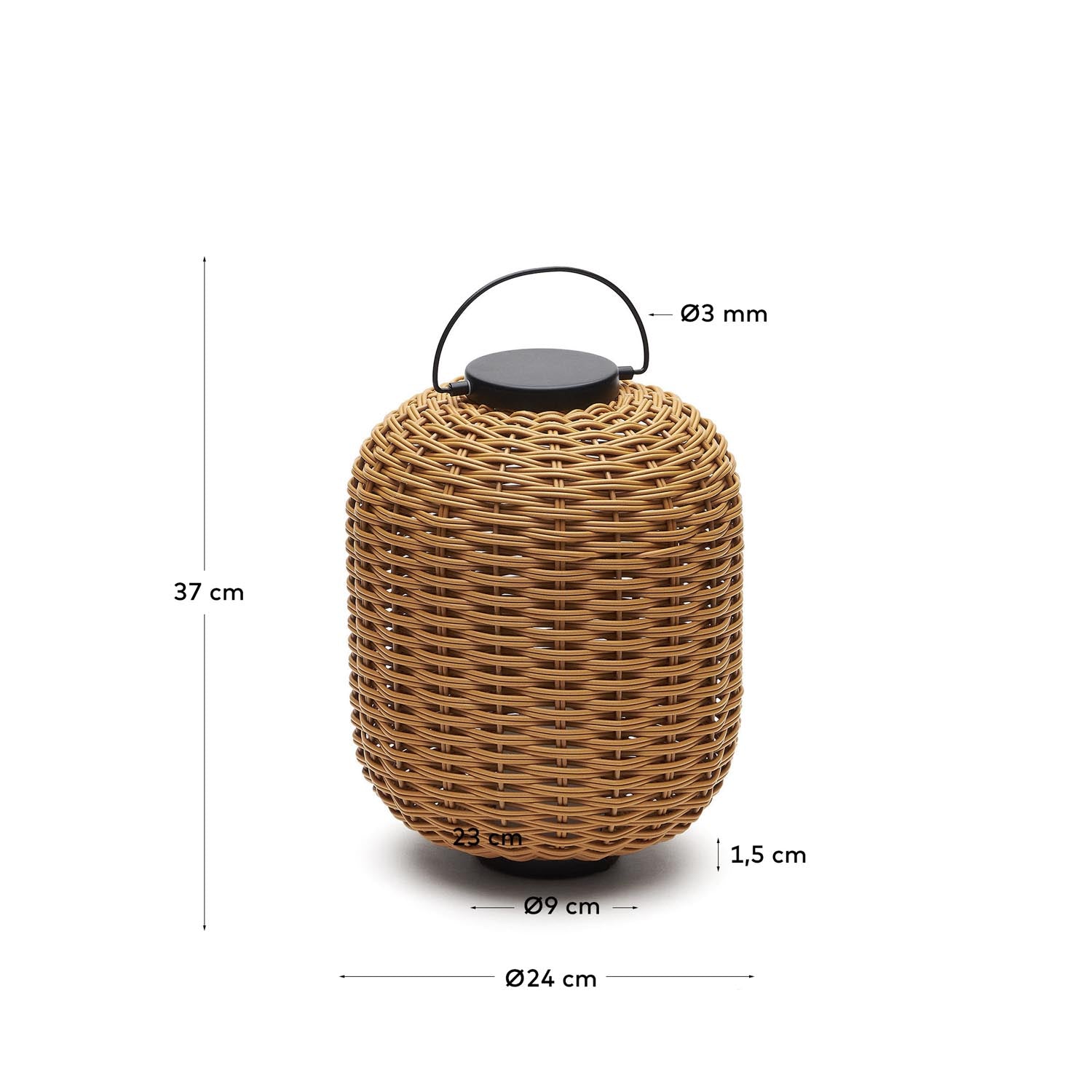 Die Saranella Tischlampe von Kave Home vereint modernes Design aus braunem Kunstrattan mit kabelloser Flexibilität für stilvolle Akzente überall.