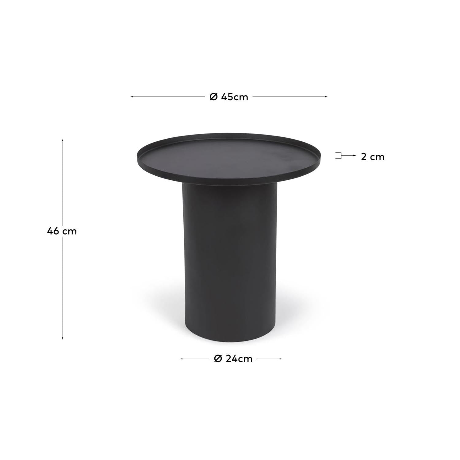 Fleksa runder Beistelltisch aus Metall schwarz Ø 45 cm in Schwarz präsentiert im Onlineshop von KAQTU Design AG. Beistelltisch ist von Kave Home