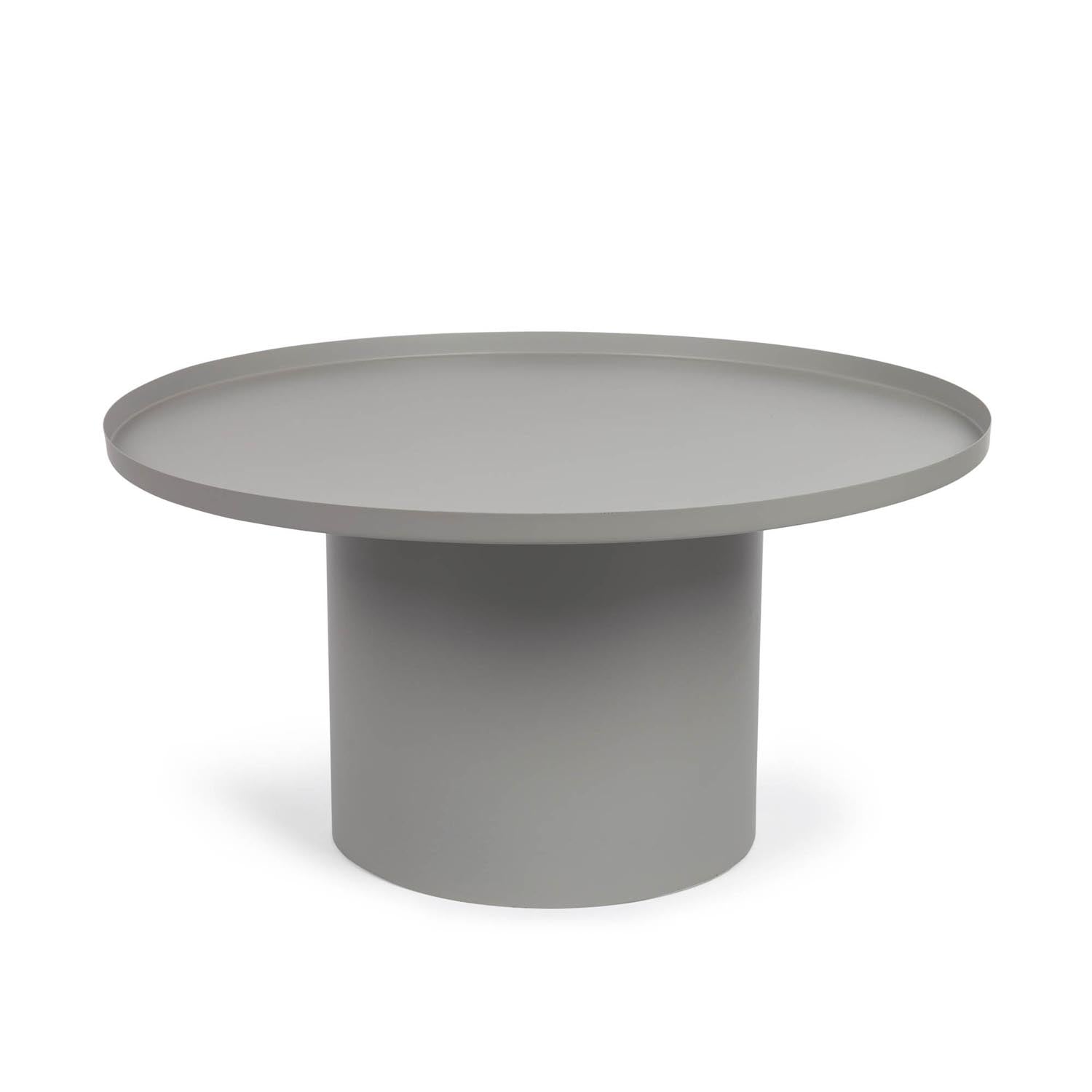 Eleganter Fleksa Beistelltisch aus grauem Metall, Ø 72 cm, minimalistisch, robust, vielseitig für Innen- und Aussenbereiche.