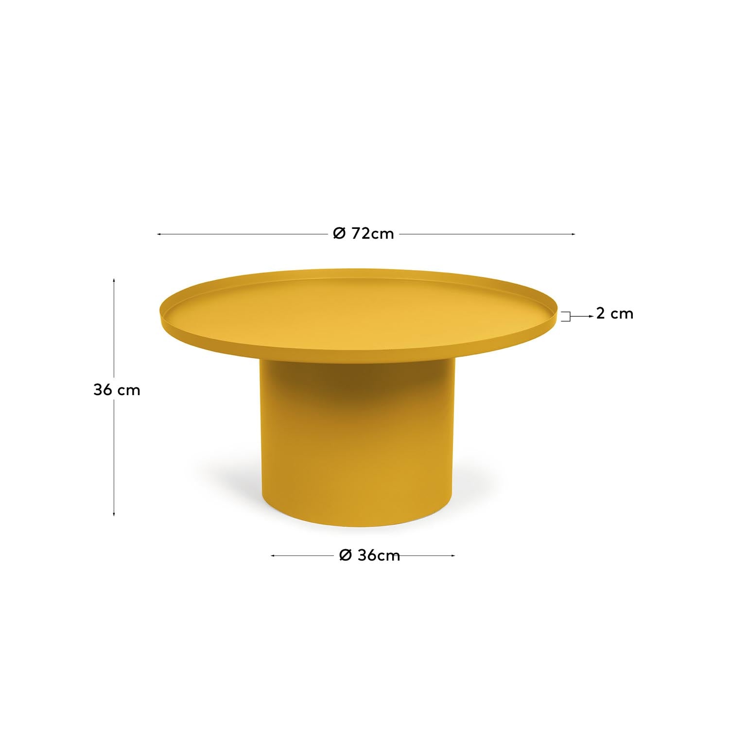 Fleksa runder Couchtisch in Senfgelb, Ø 72 cm: Stilvolles Metallmöbel für gesellige Abende und vielseitige Nutzung im Innen- und Außenbereich.
