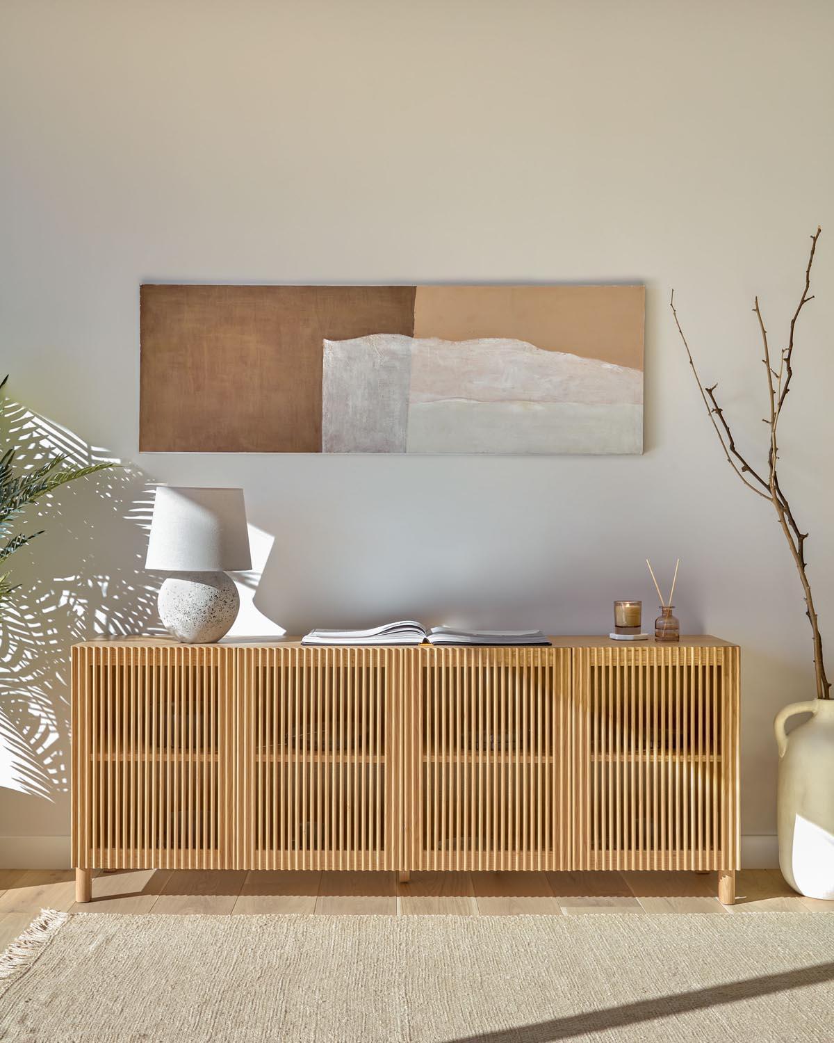 4-türiges Sideboard Beyla aus Furnier und Massivholz aus Eiche 180 x 71,5 cm FSC 100%