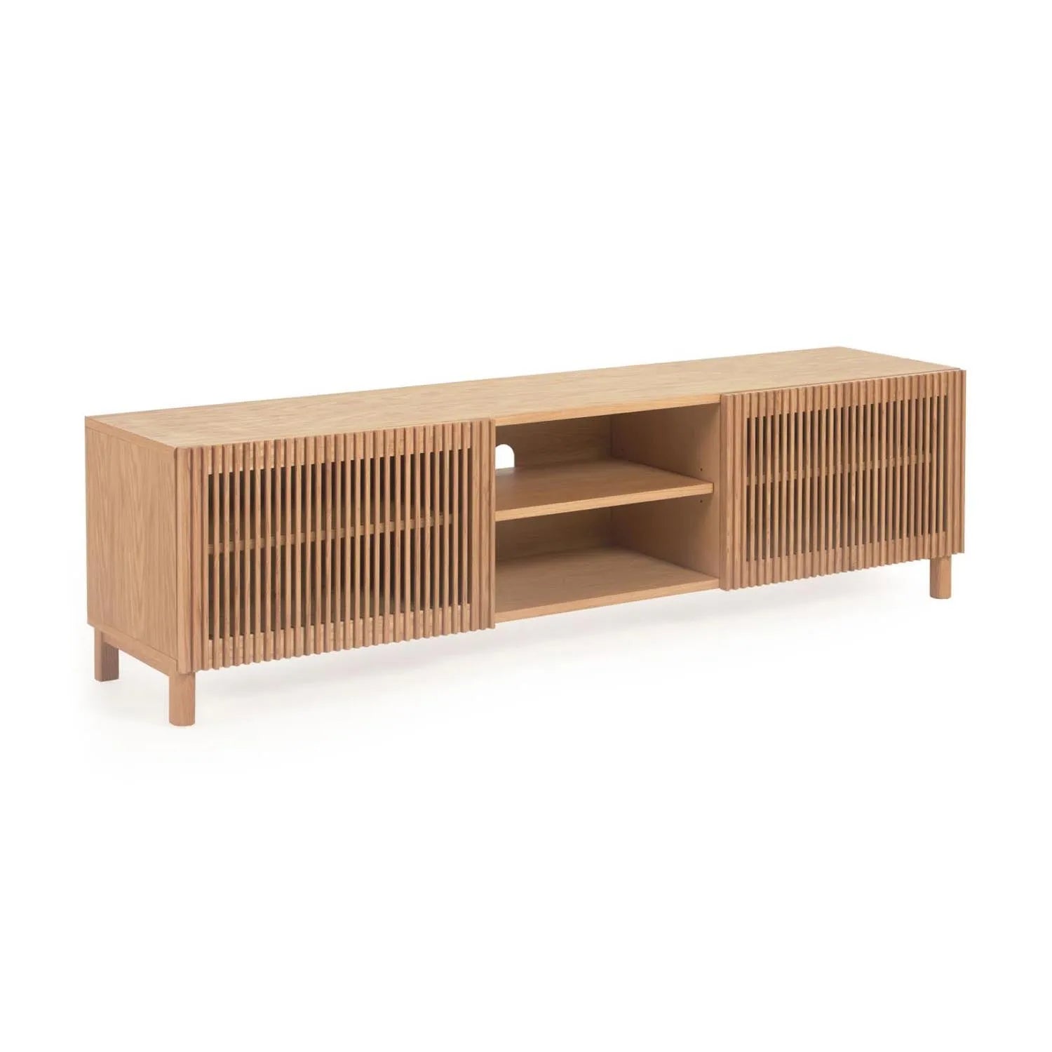 Beyla TV-Schrank 2 Türen aus massiver Eiche und Furnier 180 x 49,5 cm FSC 100% in Natur präsentiert im Onlineshop von KAQTU Design AG. Sideboard ist von Kave Home