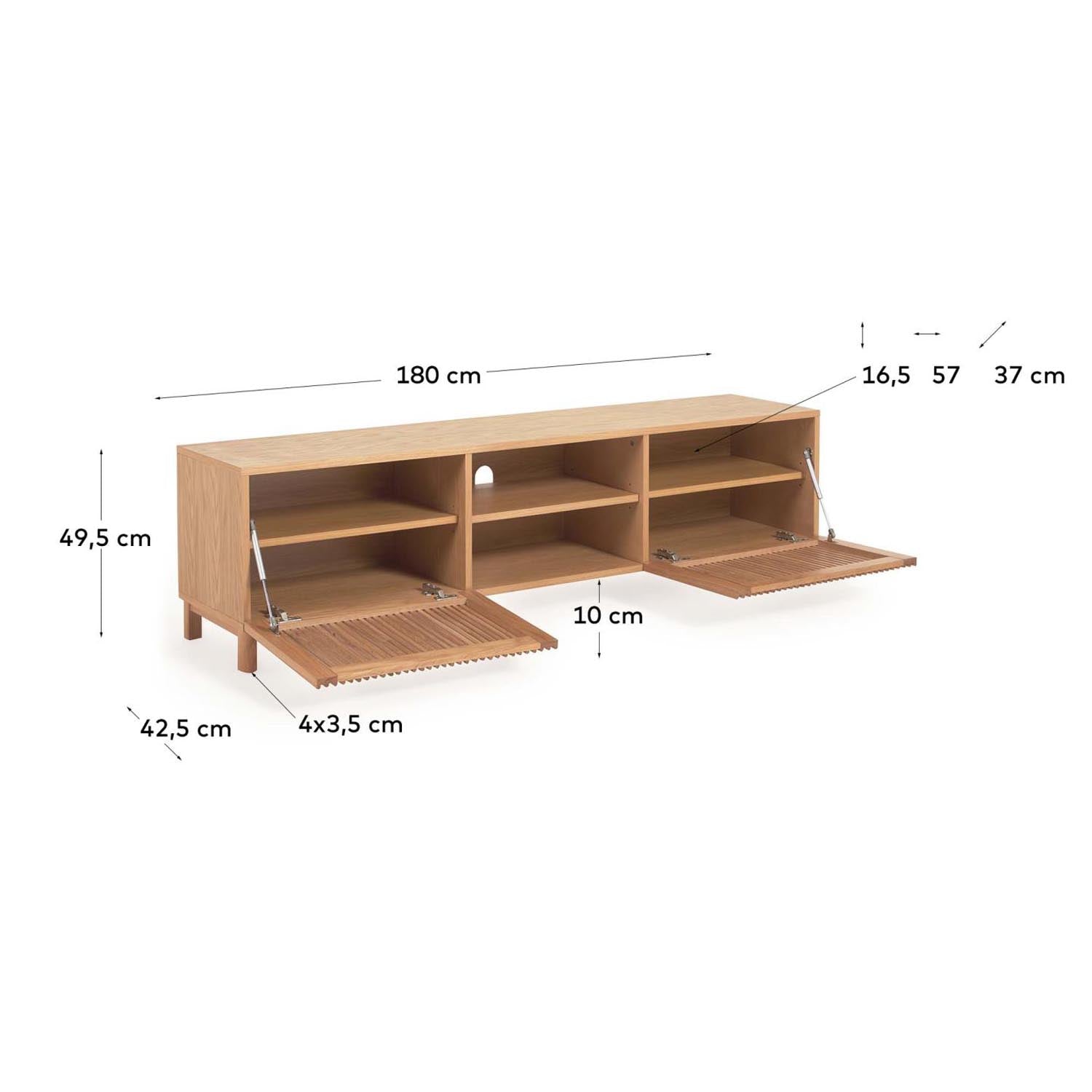 Beyla TV-Schrank 2 Türen aus massiver Eiche und Furnier 180 x 49,5 cm FSC 100% in Natur präsentiert im Onlineshop von KAQTU Design AG. Sideboard ist von Kave Home