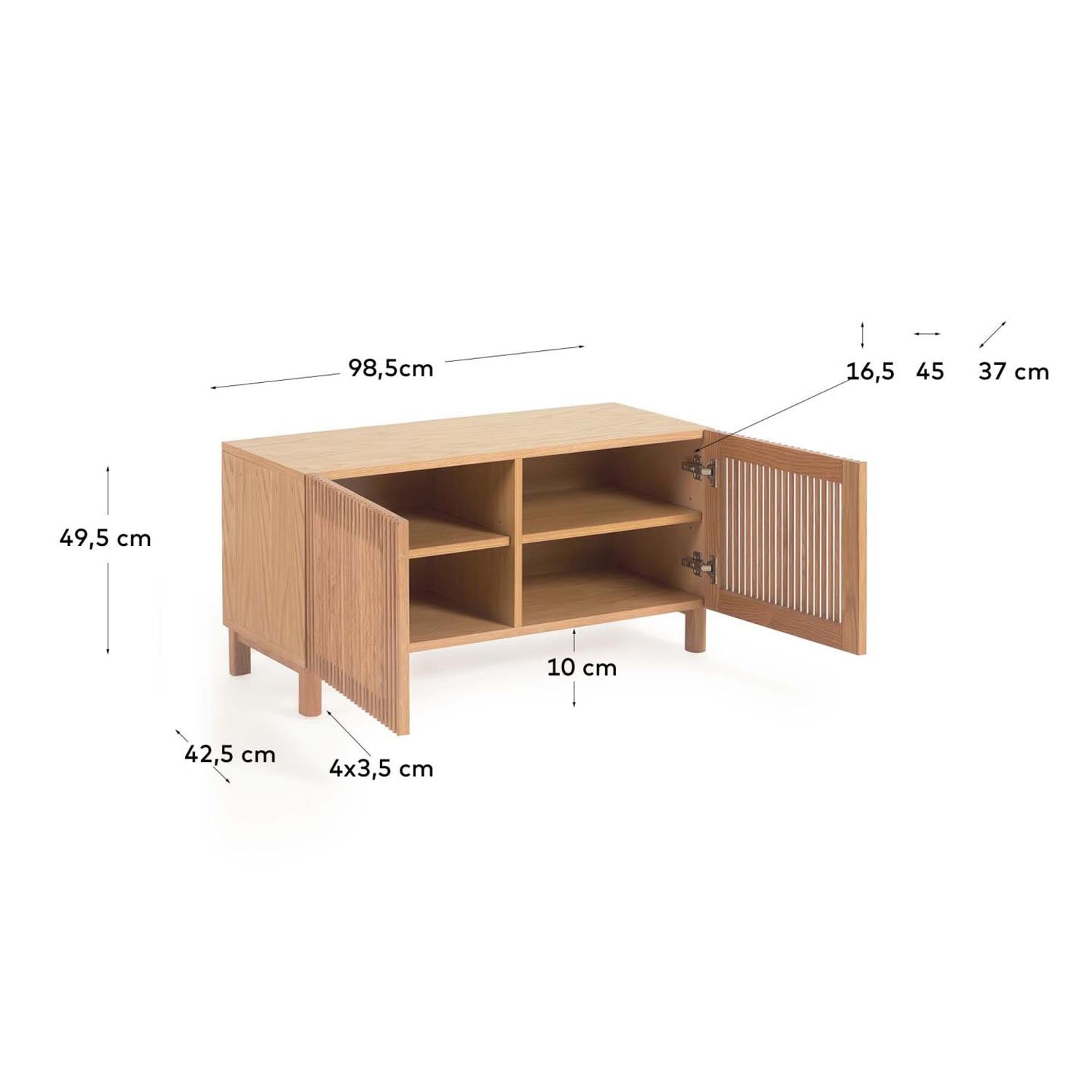 2-door shoe cabinet Beyla made of veneer and solid wood made of oak 98.5 cm FSC 100%