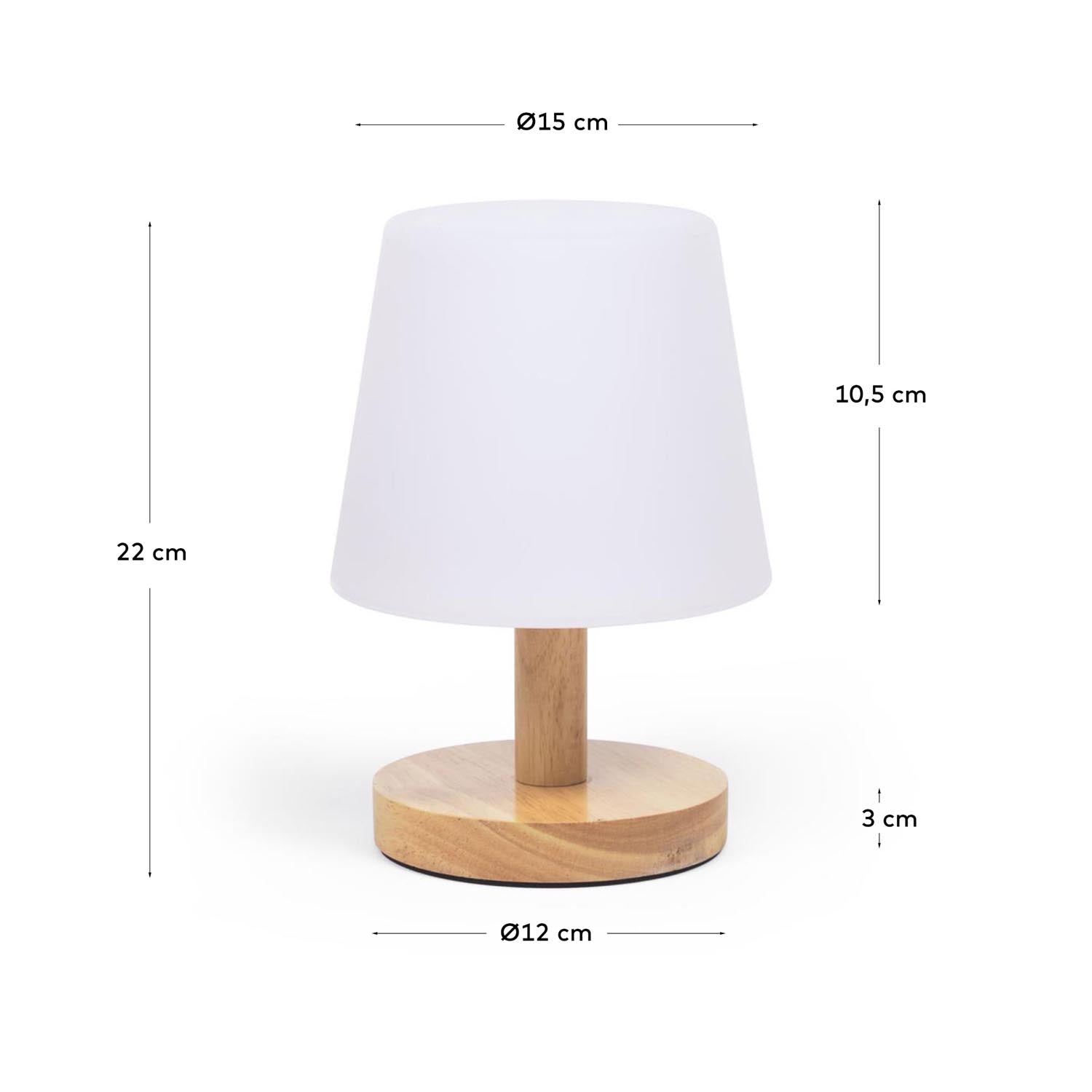 Tischlampe Ambar aus Polyethylen und Holz in Natur präsentiert im Onlineshop von KAQTU Design AG. Tischleuchte ist von Kave Home