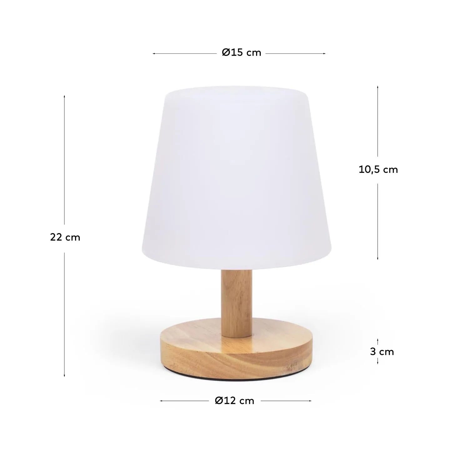 Stilvolle Tischlampe Ambar aus Polyethylen und Holz von Kave Home.