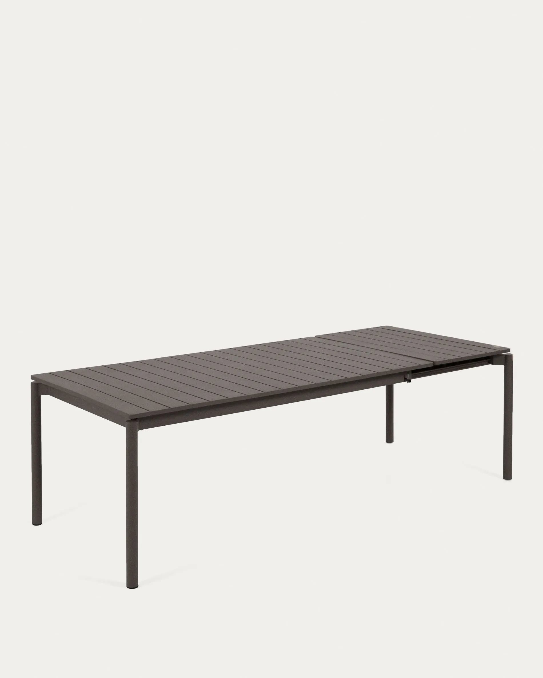Moderner Zaltana Outdoor-Tisch aus Aluminium, matt dunkelgrau, ausziehbar von 140 auf 200 cm, ideal für stilvolle Außenbereiche.
