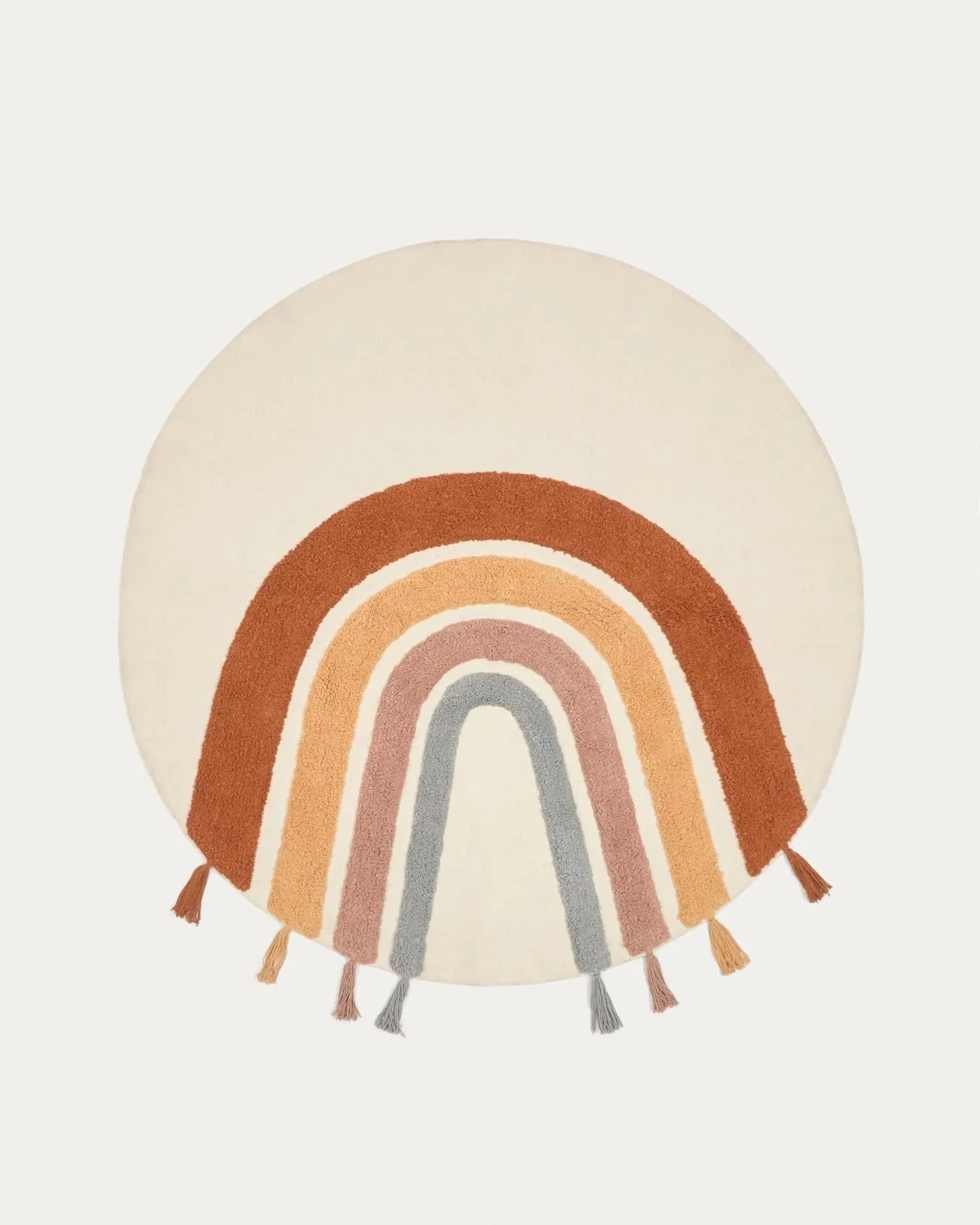 Bunter Tadea Teppich, 100% Baumwolle, 100 cm, Regenbogen-Design, weich, langlebig, ideal für Kinderzimmer.