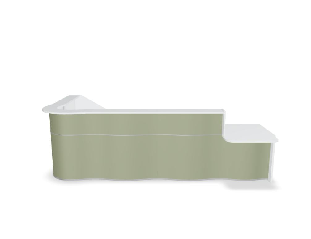 Wave LUV461L - Empfangstheke mit organischer Front in Weiss Pastell präsentiert im Onlineshop von KAQTU Design AG. Empfangsdesk ist von Mdd