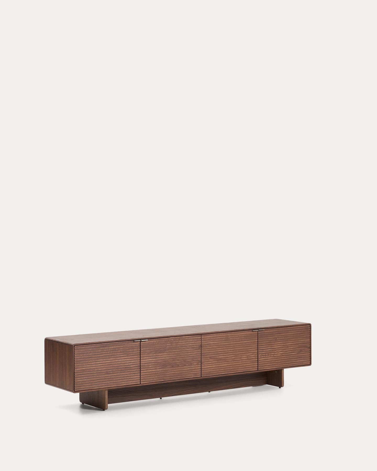 TV-Möbel Norlen mit 4 Türen in Nussbaumfurnier FSC Mix Credit 200 x 46 cm in Dunkelbraun präsentiert im Onlineshop von KAQTU Design AG. TV-Möbel ist von Kave Home