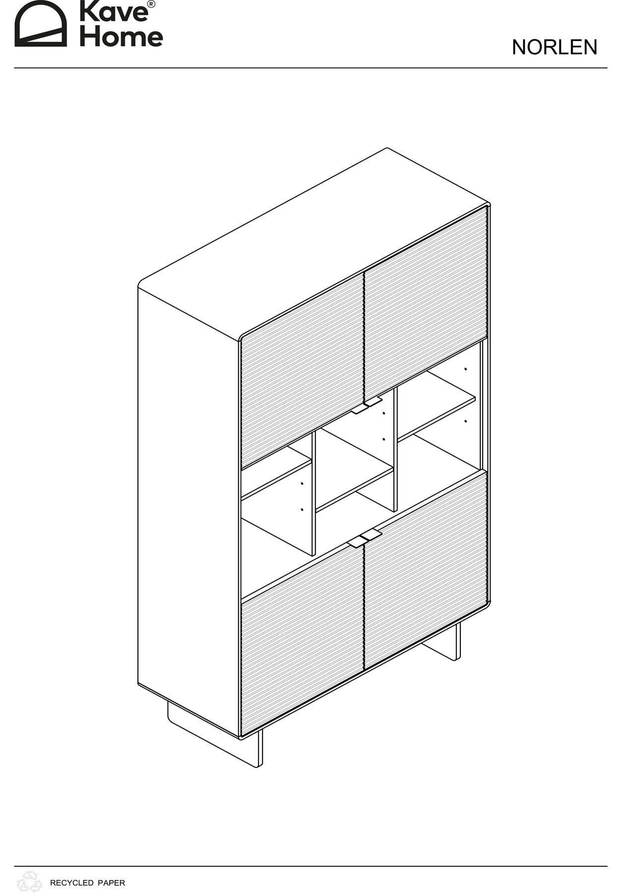Highboard Norlen mit 4 Türen in Nussbaumfurnier FSC Mix Credit 100 x 163 cm in Dunkelbraun präsentiert im Onlineshop von KAQTU Design AG. Sideboard ist von Kave Home