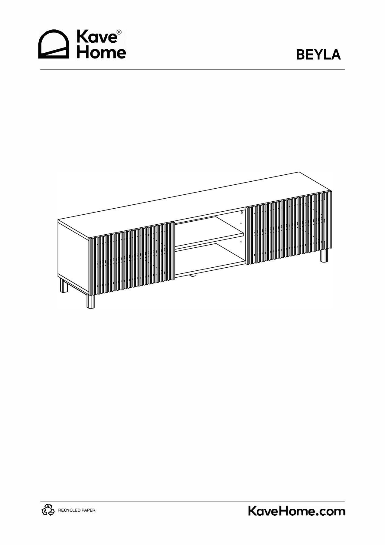 TV-Möbel Beyla mit 2 Türen aus Eschenfurnier und Massivholz aus Esche mit nussbaumfarbenem Finish 180 x 49,5 cm FSC 100% in Dunkelbraun präsentiert im Onlineshop von KAQTU Design AG. TV-Möbel ist von Kave Home