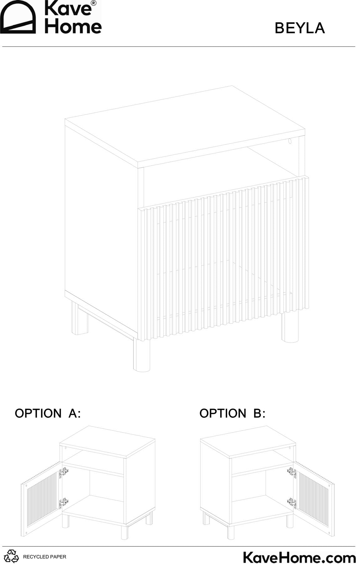 Nachttisch Beyla aus Furnier und Massivholz aus Esche mit nussbaumfarbenem Finish 53 x 62,5 cm FSC 100% in Dunkelbraun präsentiert im Onlineshop von KAQTU Design AG. Beistelltisch ist von Kave Home