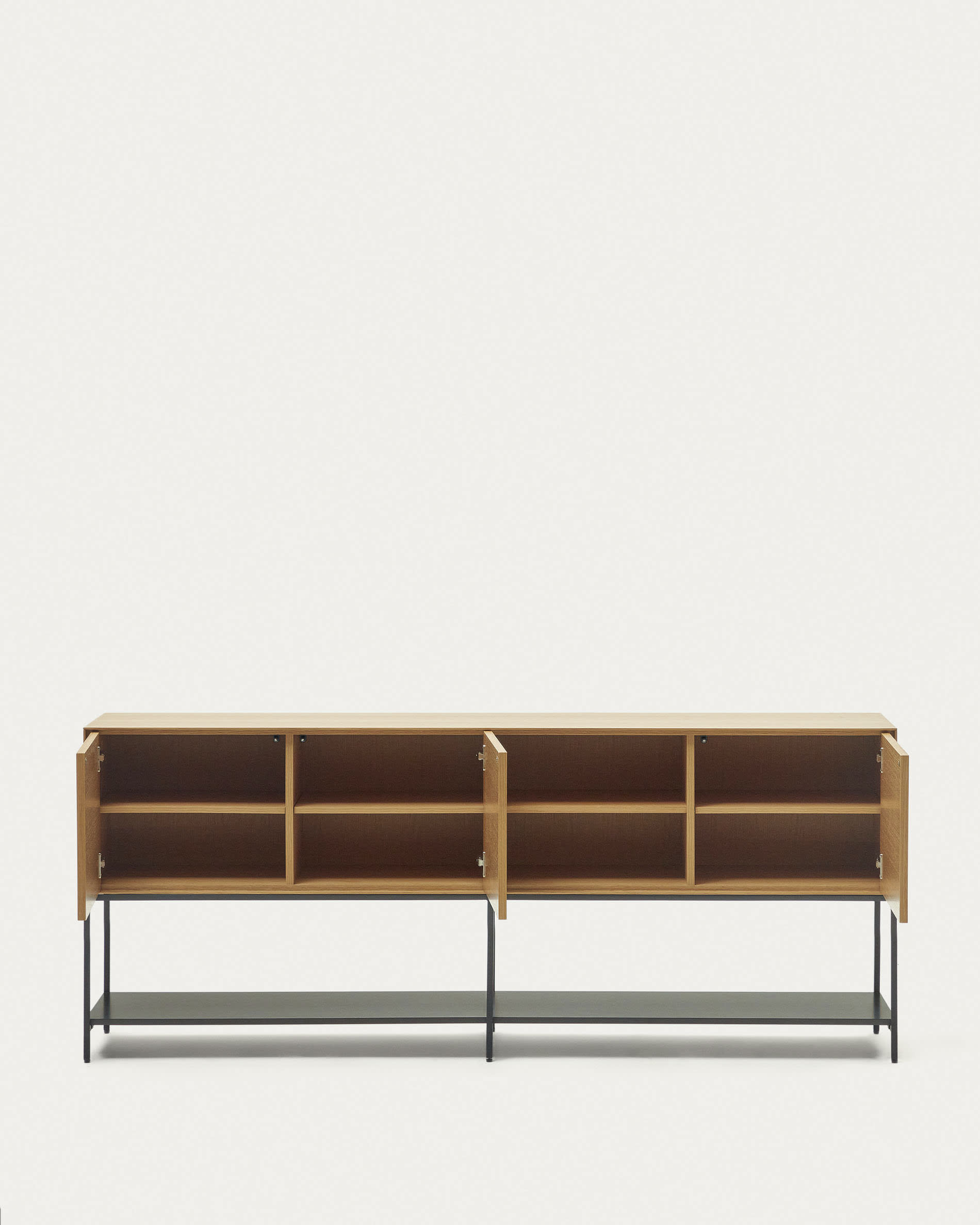 Vedrana Kommode 3 Türen aus Eichenfurnier und Stahlbeine in Schwarz 195 x 80 cm