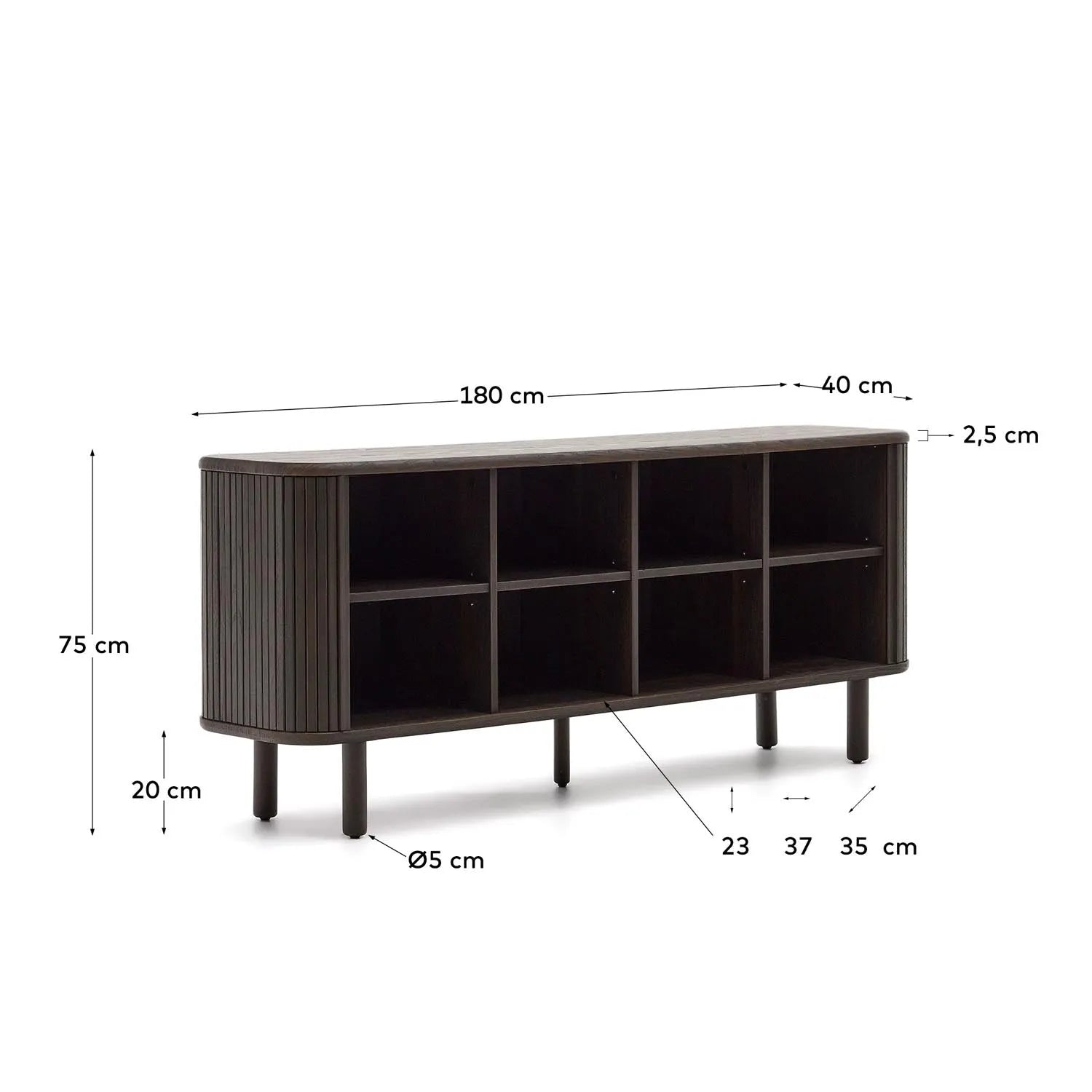 Mailen Sideboard 2 Türen aus Eschenfurnier mit dunklem Finish 180 x 75 cm  in Schwarz präsentiert im Onlineshop von KAQTU Design AG. Sideboard ist von Kave Home