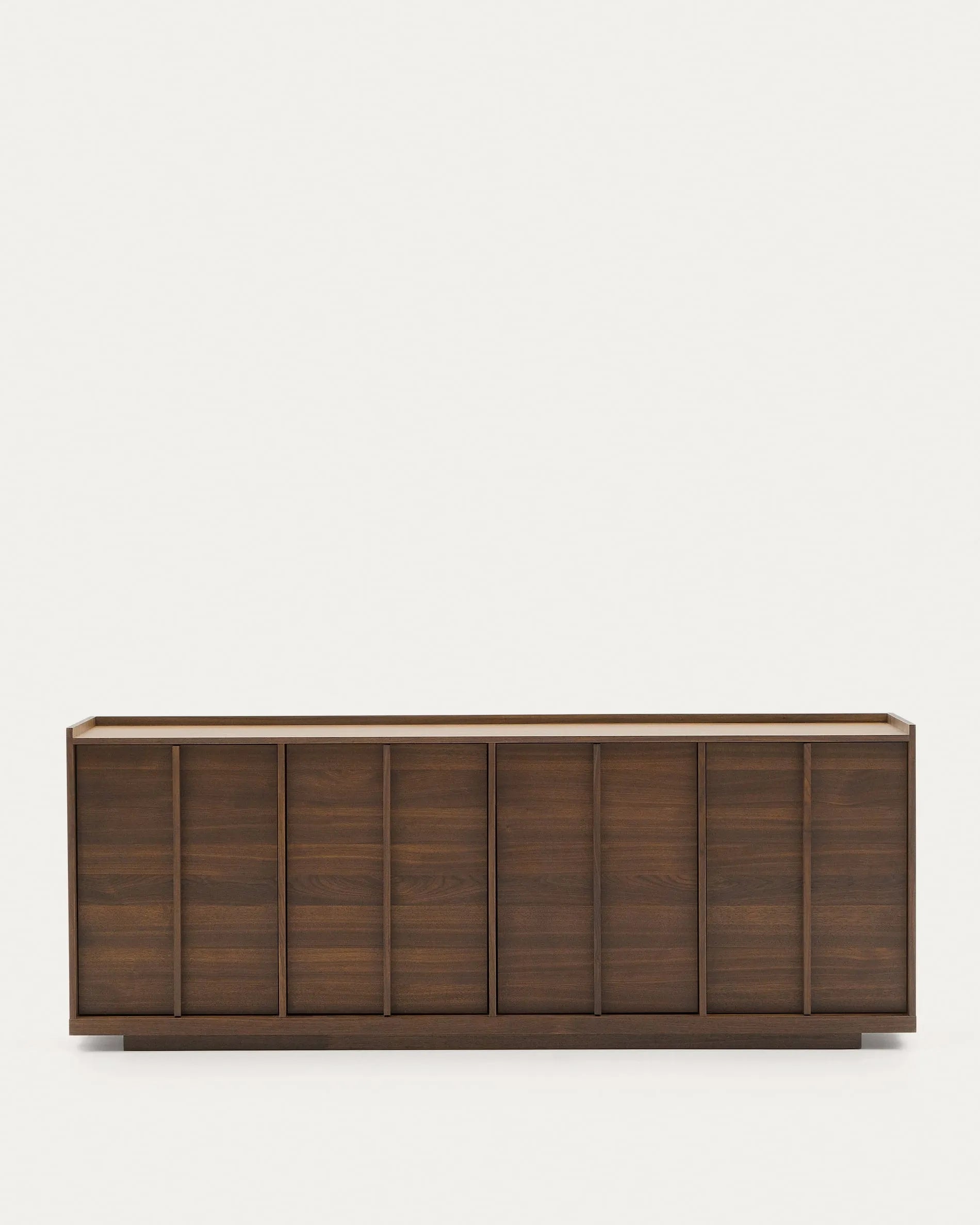 Elegantes Sideboard Onix aus Walnussfurnier, dunkles Finish, 200x80 cm, FSC-zertifiziert, von Kave Home, stilvoll und nachhaltig.