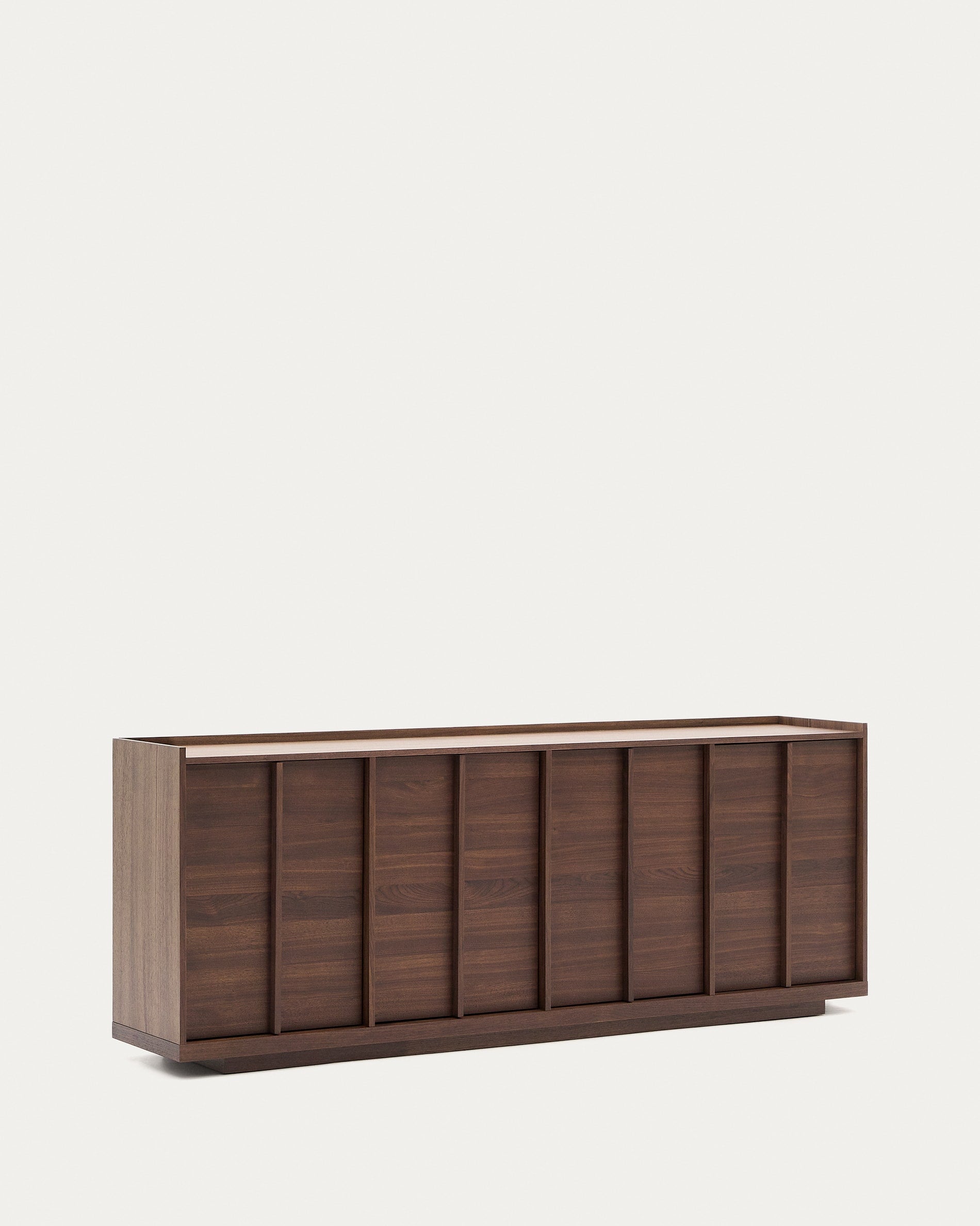 Stilvolles Sideboard Onix aus Walnussfurnier (200x80 cm) mit dunklem Finish, FSC-zertifiziert. Perfekte Kombination aus Eleganz und praktischer Aufbewahrung.