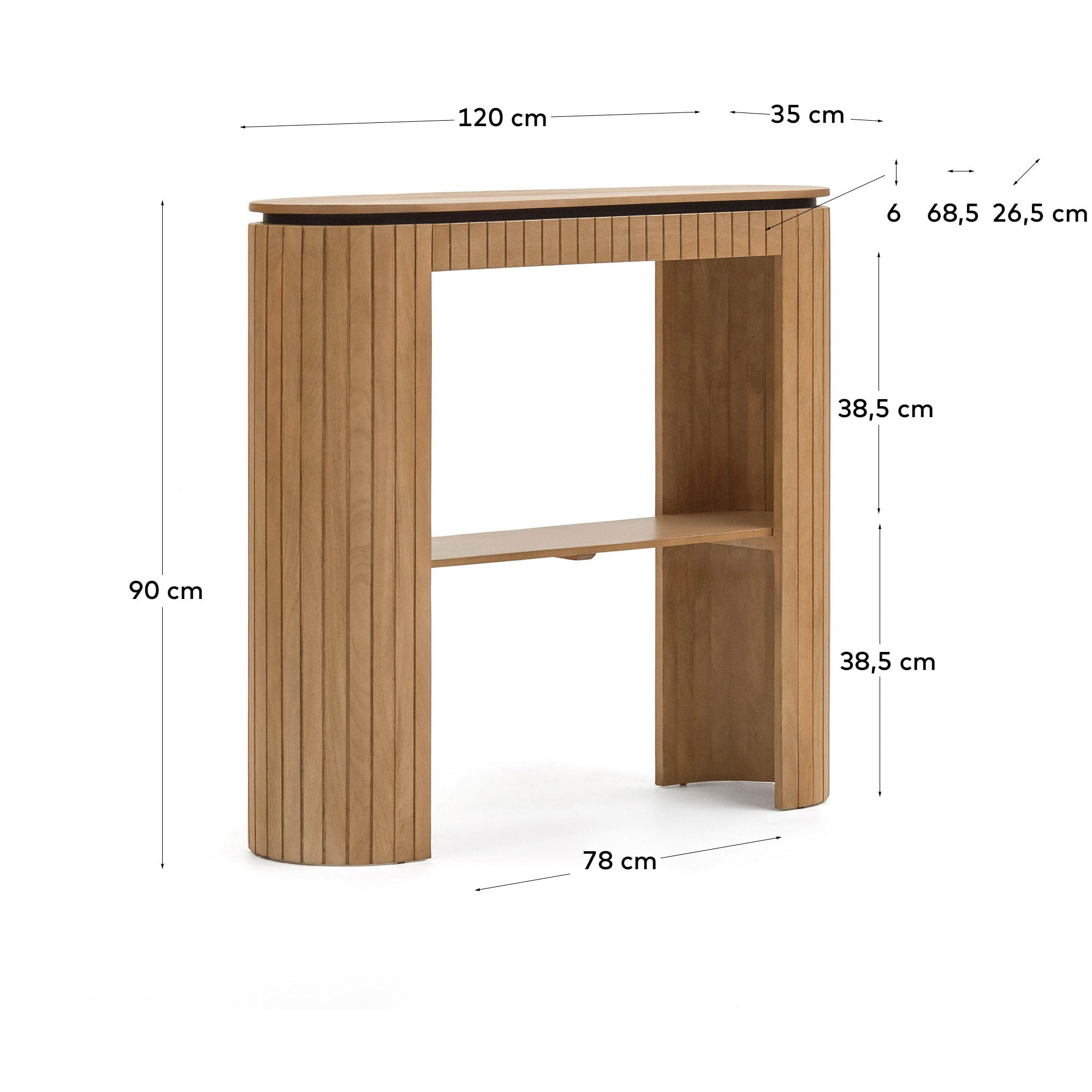 Erleben Sie den Licia Konsolentisch aus massivem Mangoholz (120 x 90 cm) – ein stilvolles Unikat mit robuster Bauweise und praktischer Schublade.
