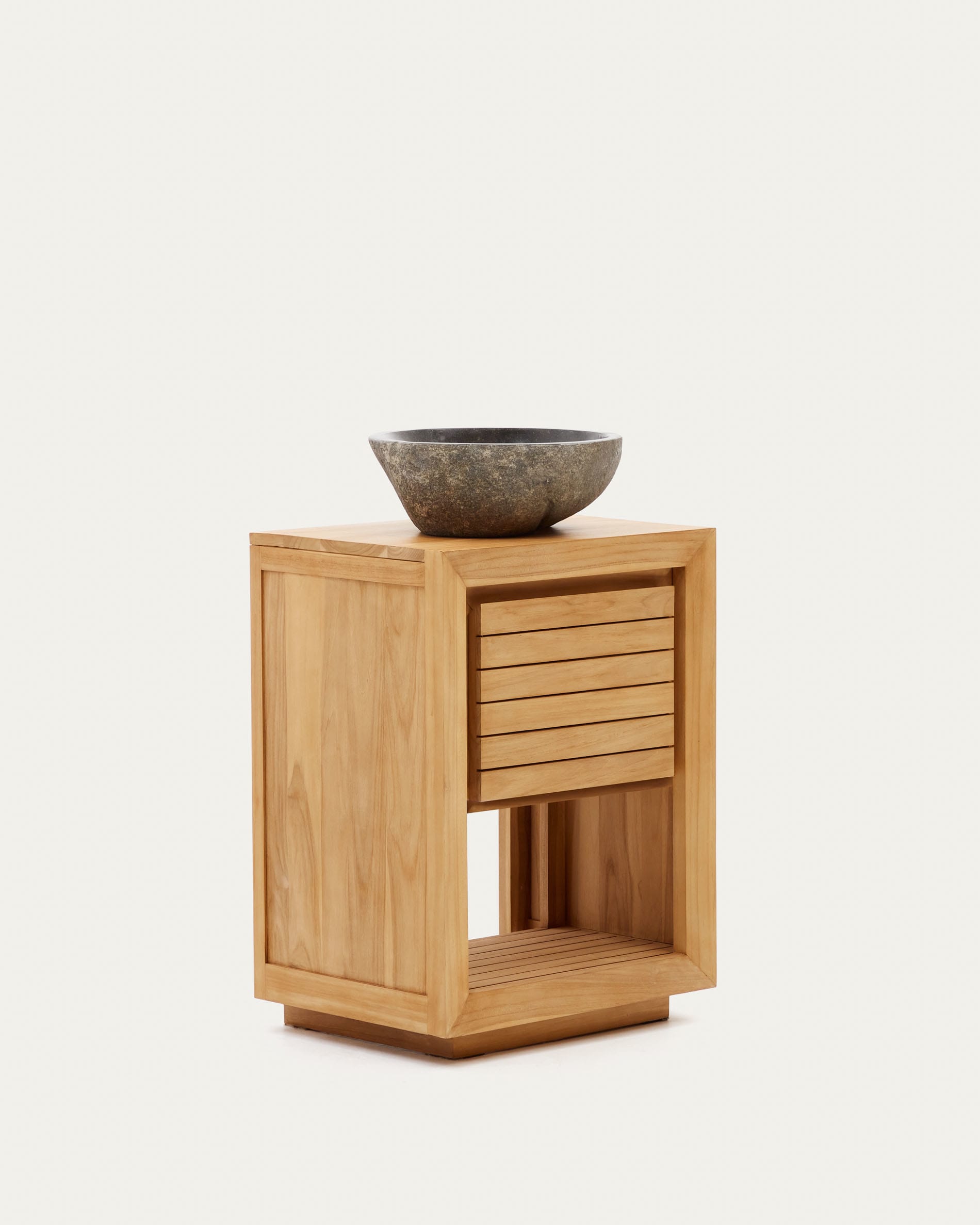 Elegantes Badezimmermöbel aus massivem Teakholz, 60x45 cm, natürliches Finish, von Kave Home, ideal für stilvolle Badezimmer.