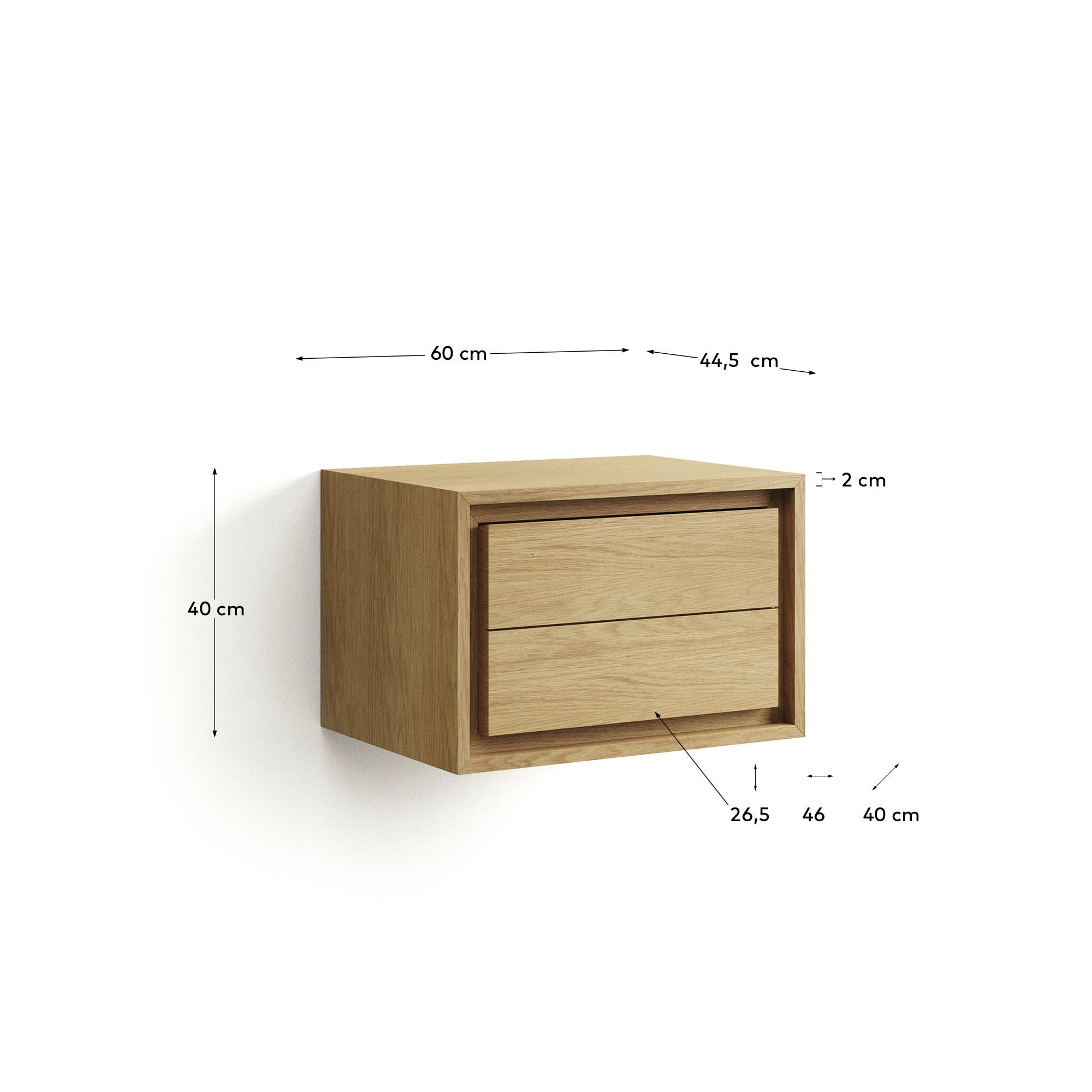 Eleganter Kenta Wandschrank aus massivem Teakholz, 60x45 cm, mit natürlichem Finish für stilvolle Badezimmer.