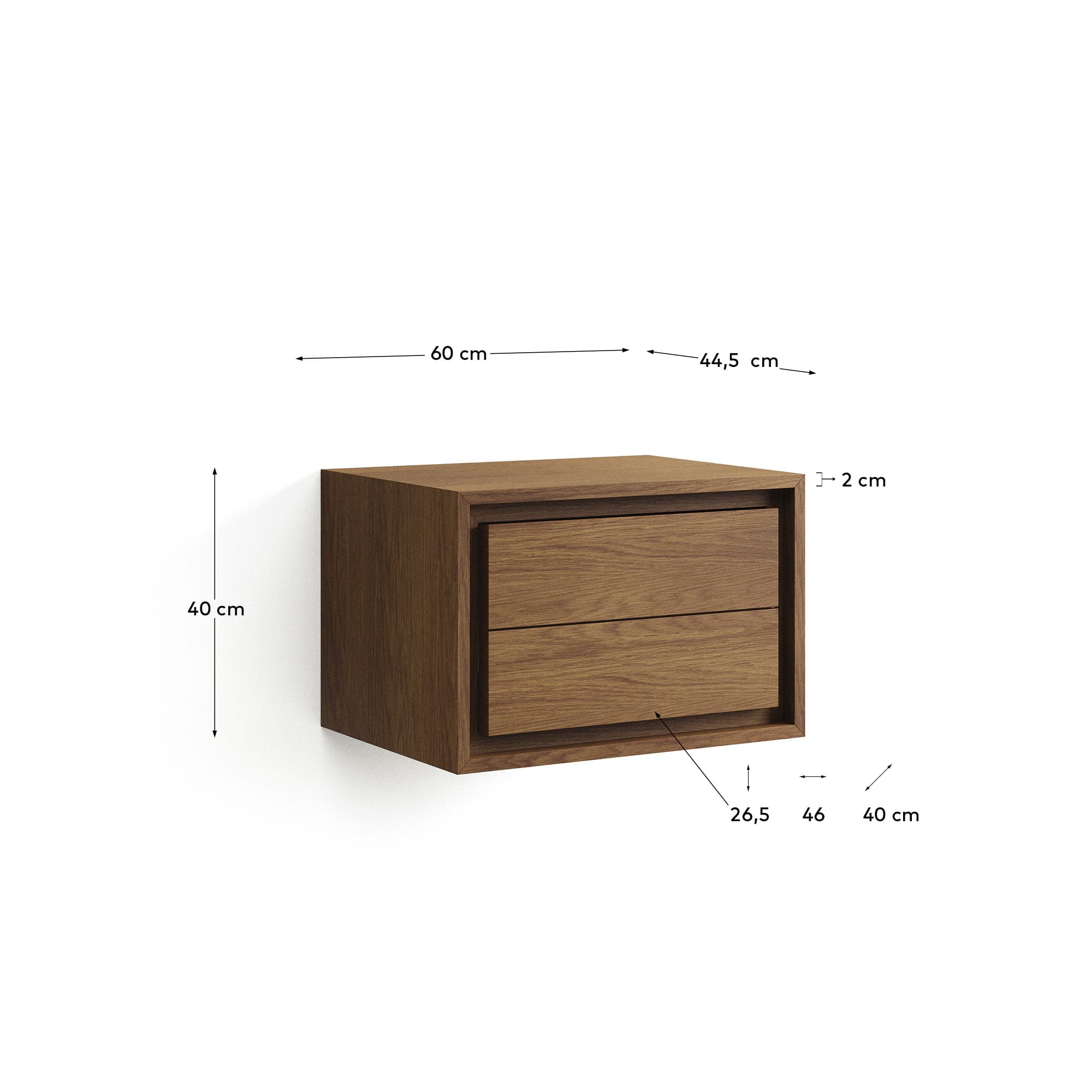Massives Teakholz-Badmöbel mit edlem Nussholzfinish, 60x45 cm, von Kave Home, perfekt für moderne und elegante Badezimmer.