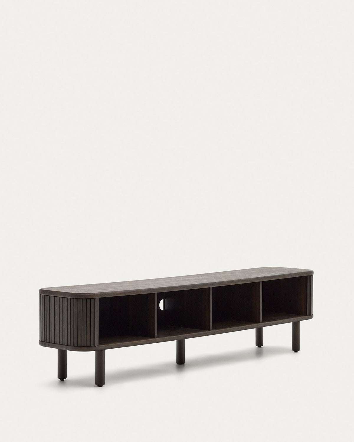 Mailen TV-Möbel 2 Türen in Eschenfurnier und dunklem Finish 200 x 50 cm in Schwarz präsentiert im Onlineshop von KAQTU Design AG. TV-Möbel ist von Kave Home