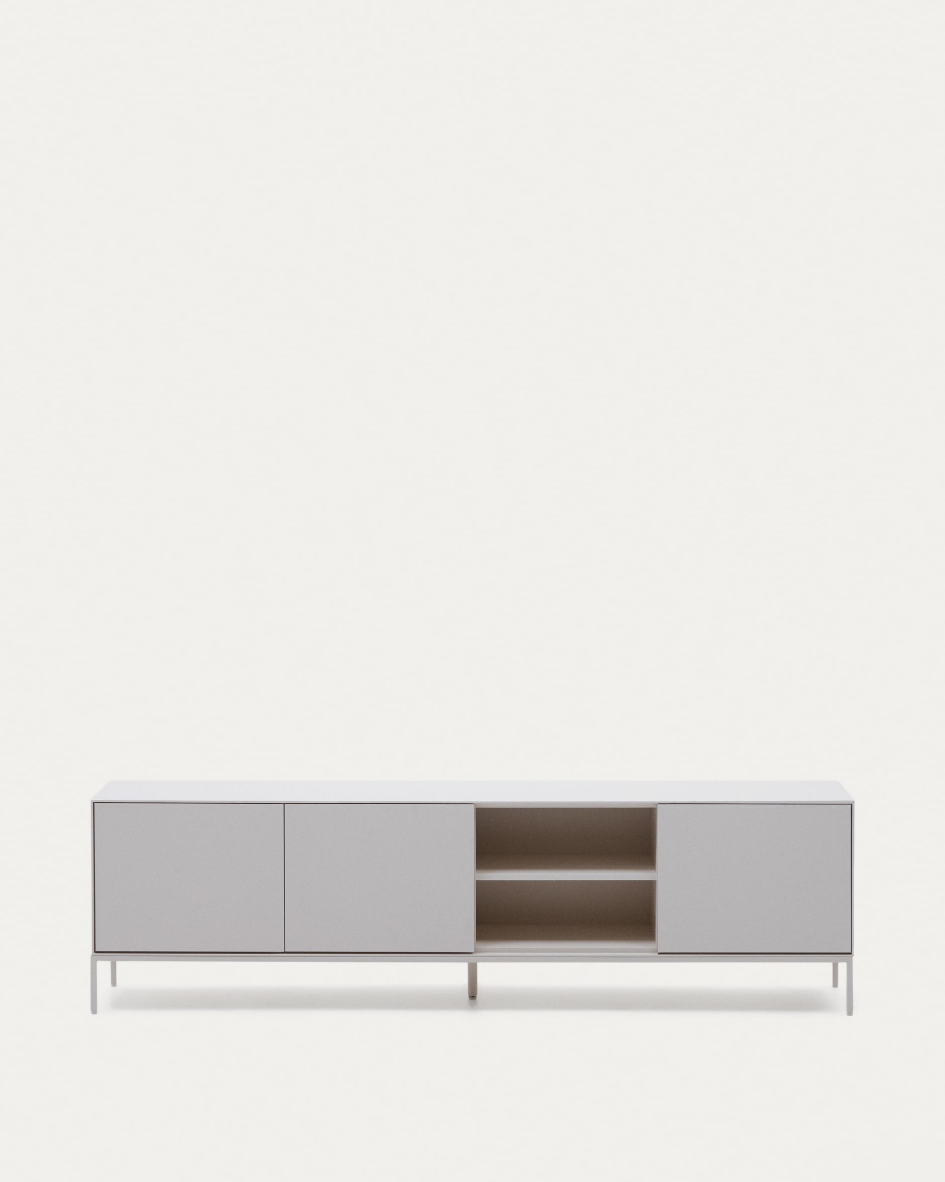 3D-Modell: Weisser Vedrana TV-Schrank, 3 Türen, 195x55 cm, elegantes Design für moderne Wohnräume.