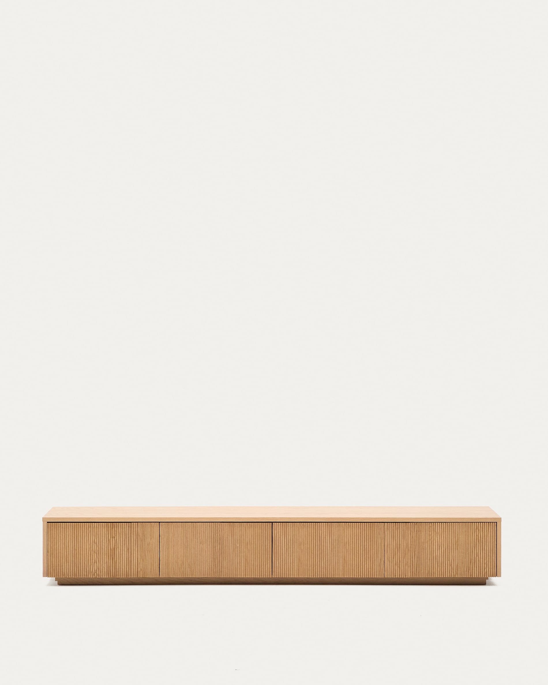 Elegantes, nachhaltiges TV-Möbel von Kave Home: 200x40 cm, 4 Schubladen, FSC-zertifiziertes Holz, modernes Design.