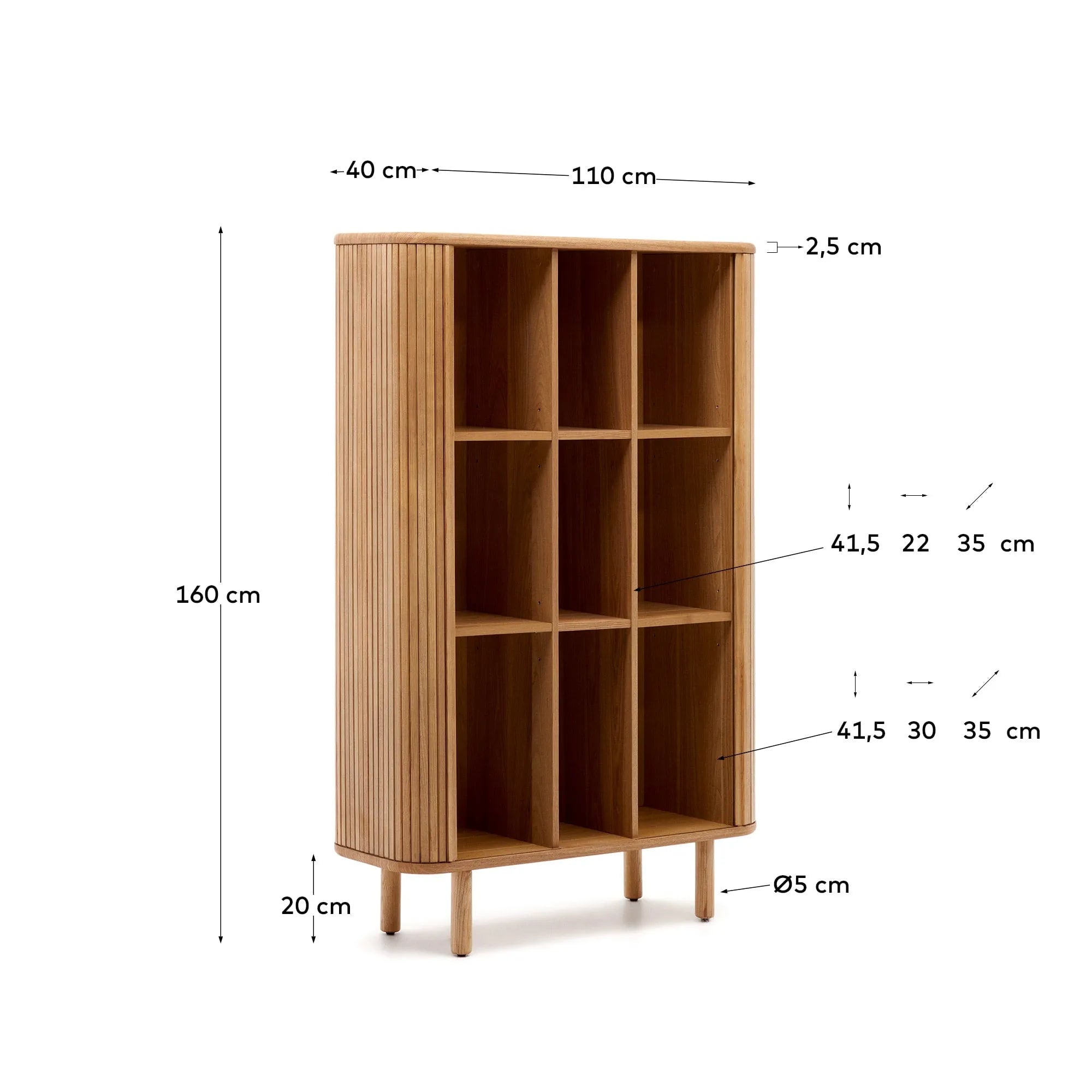 Stilvolles Highboard aus Eschenfurnier, 2 Türen, 110x160 cm, mit natürlichem Finish, perfekt für moderne und elegante Wohnräume.