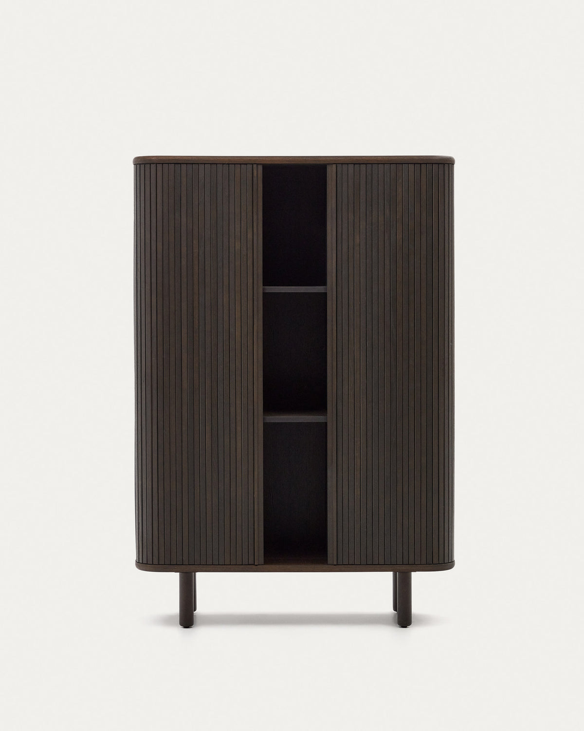 Mailen Highboard 2 Türen mit Eschenfurnier und dunklem Finish 110 x 160 cm in Schwarz präsentiert im Onlineshop von KAQTU Design AG. High-Sideboard ist von Kave Home