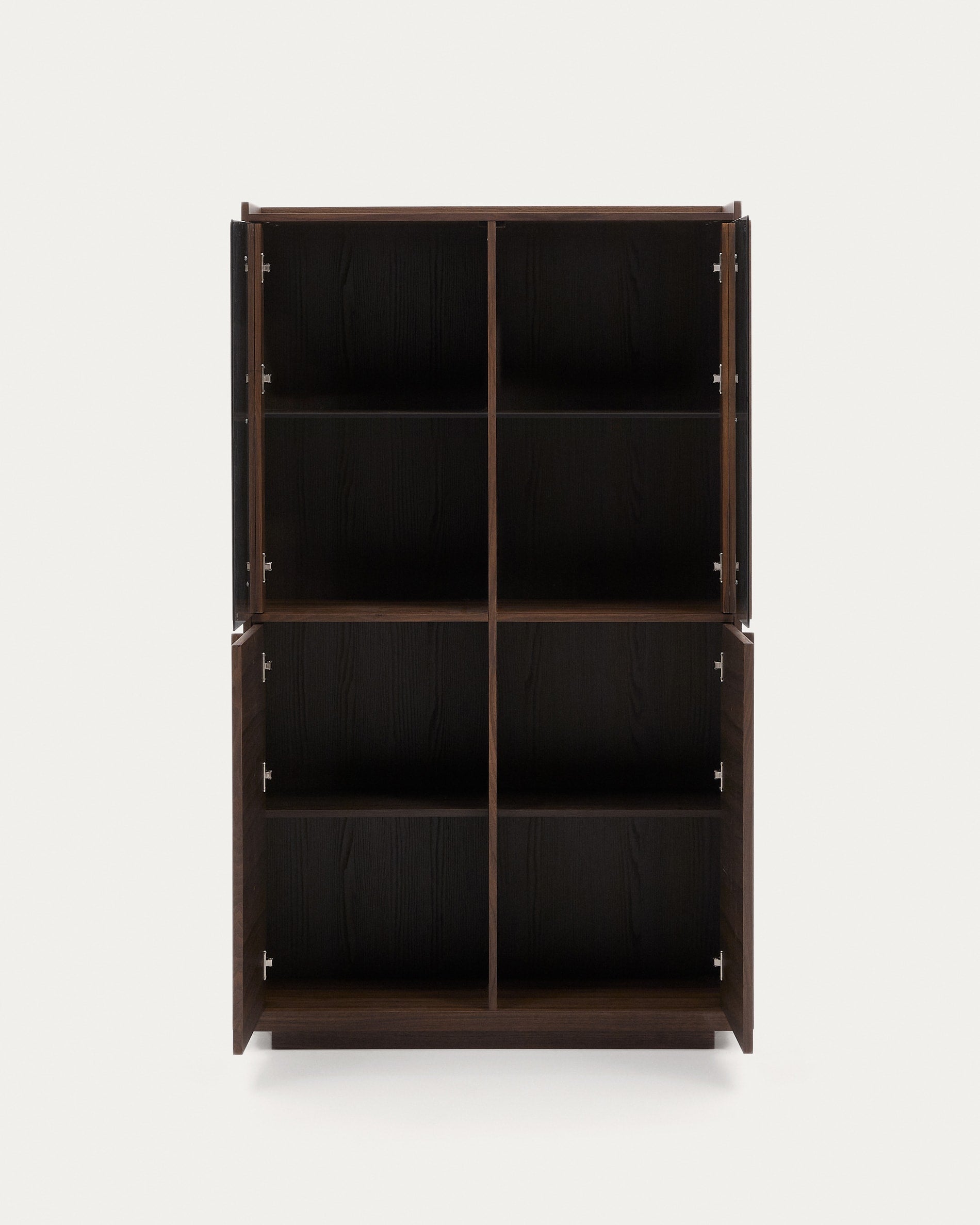 Vitrine Onix aus Walnussholz mit edlem dunklen Finish, 101x170 cm, FSC-zertifiziert, perfekt für modernes Wohndesign.
