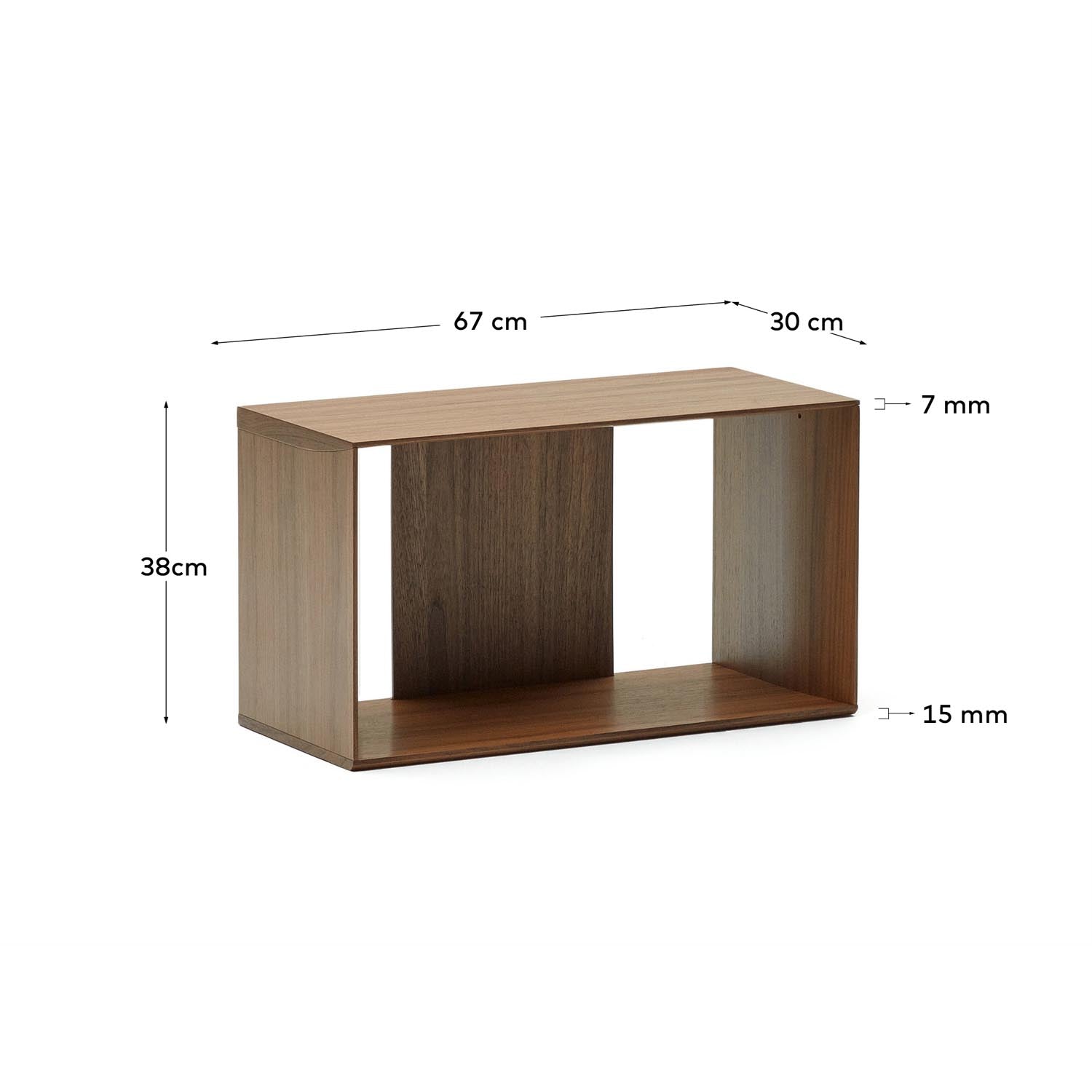 Litto mittelgroßes Regalmodul aus Nussholzfurnier 67 x 38 cm in Braun präsentiert im Onlineshop von KAQTU Design AG. Regalsystem ist von Kave Home