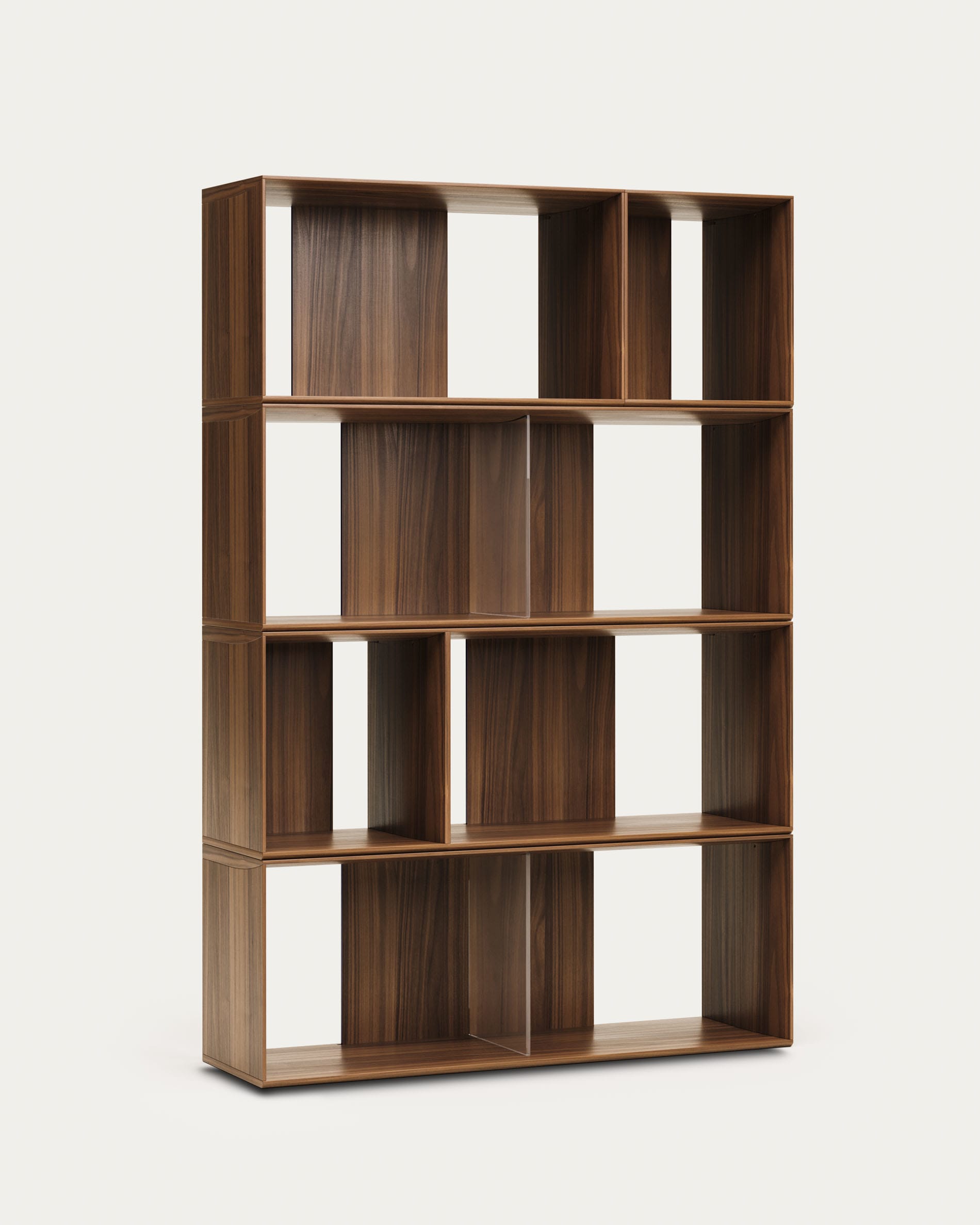 Elegantes Litto Set aus 6 modularen Regalen in Nussholzfurnier, 101 x 152 cm, perfekt für kreative Raumgestaltung und stilvolle Akzente.