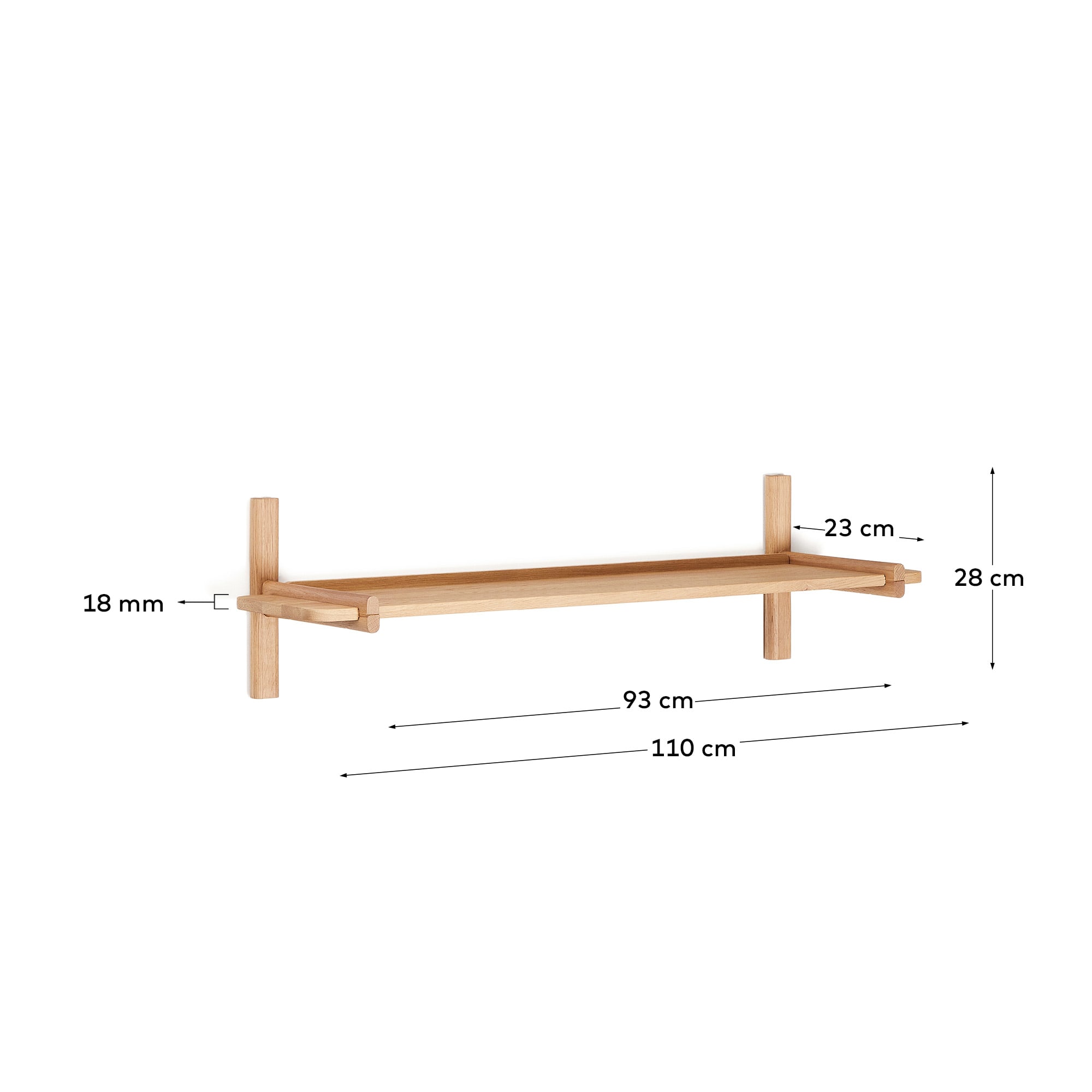 Sitra Regal von Kave Home, 90 cm, aus massivem Eichenholz mit natürlichem Finish, FSC-zertifiziert, perfekt für modernes Wohnen.