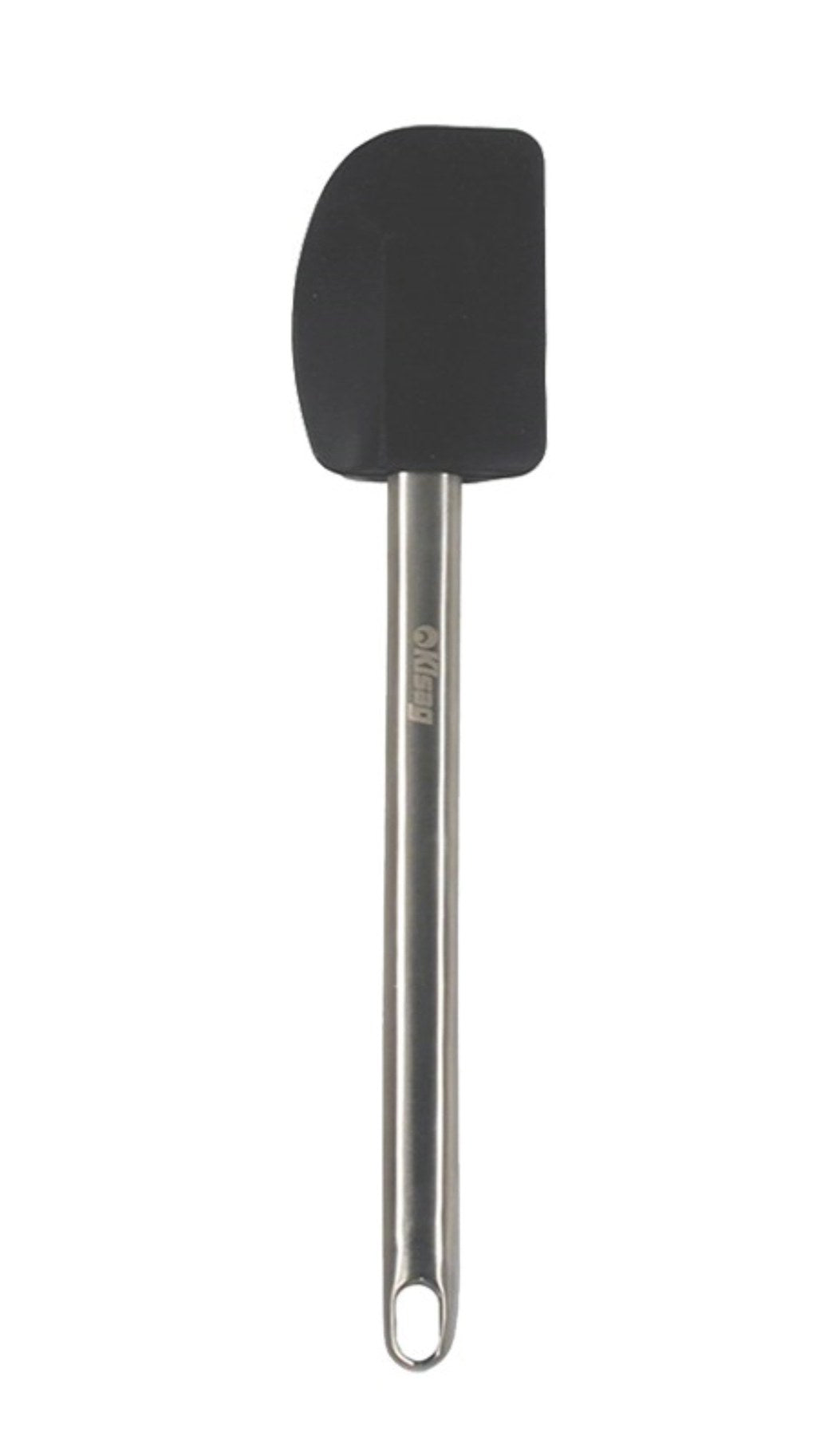 Schwarzer flexibler Silikon-Teigschaber von Kisag, 30 cm lang, zum Auskratzen von Schüsseln, Töpfen und Pfannen aus Silikonmaterial.