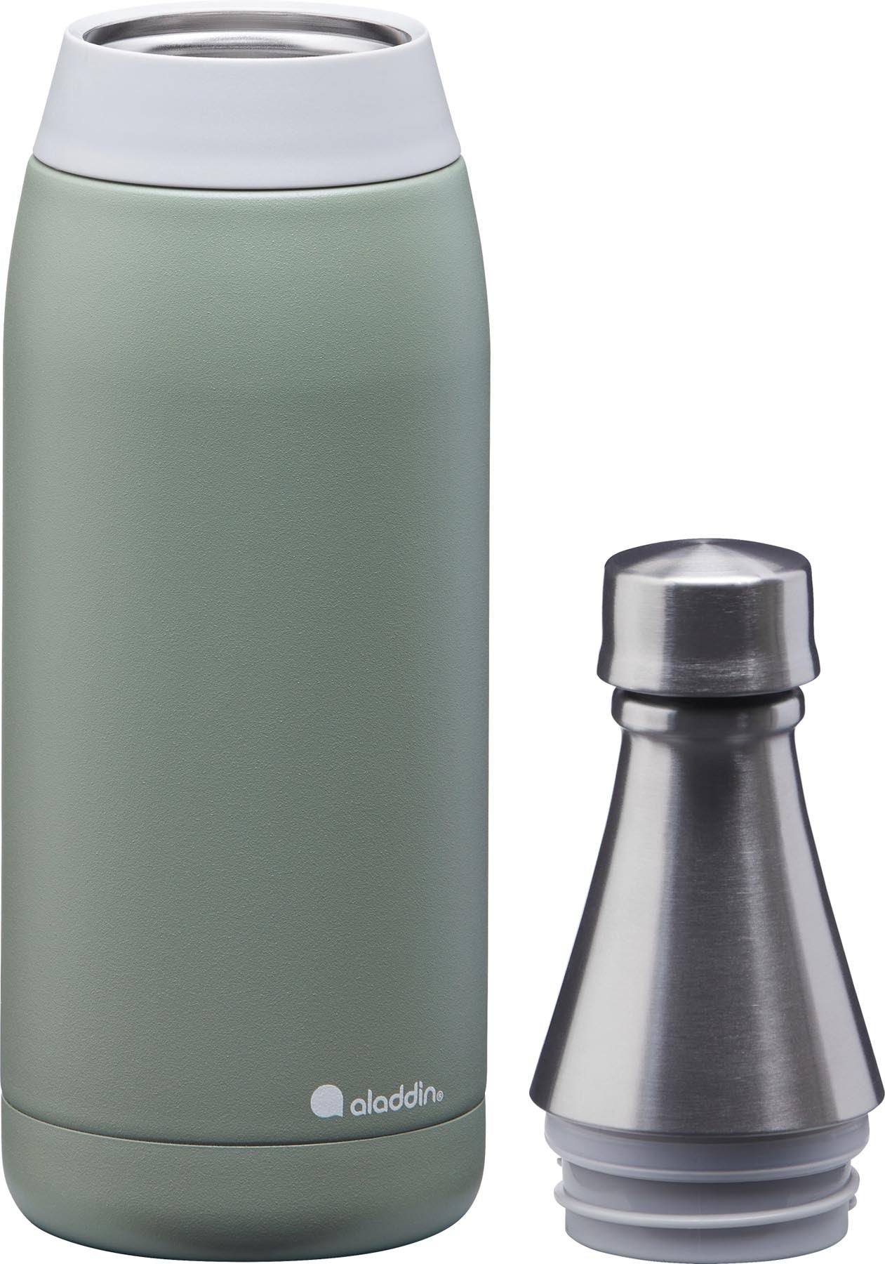 Stylische Fresco Thermavac Wasserflasche in Salbeigrün, 0.6L, ideal für unterwegs. Hochwertige Isolierung von Aladdin.