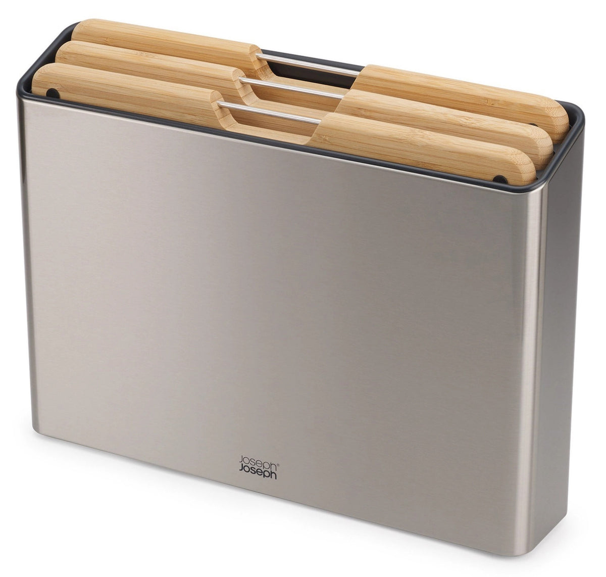 Folio 3tlg. Bambus Edelstahl in Braun präsentiert im Onlineshop von KAQTU Design AG. Schneidbrett ist von Joseph Joseph