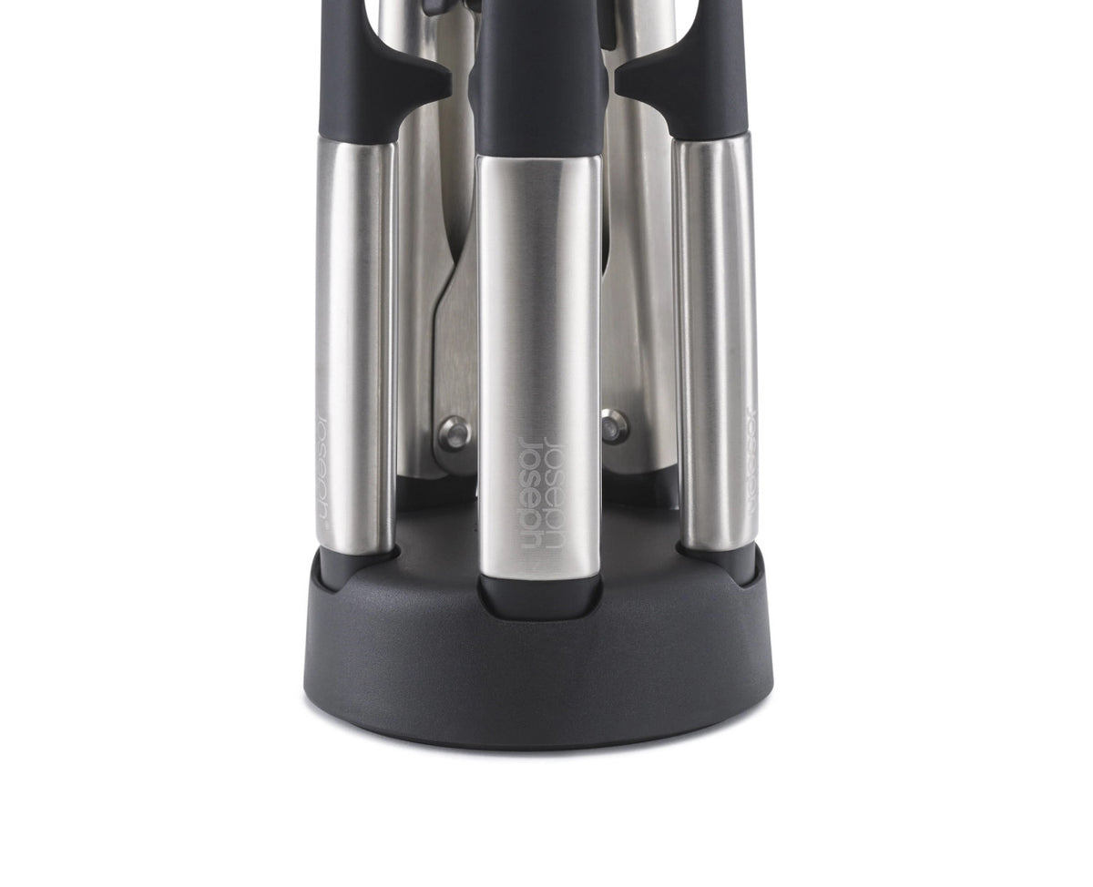 Elevate Fusion 5tlg. Silikonset mit Ständer in Schwarz präsentiert im Onlineshop von KAQTU Design AG. Kochbesteck ist von Joseph Joseph