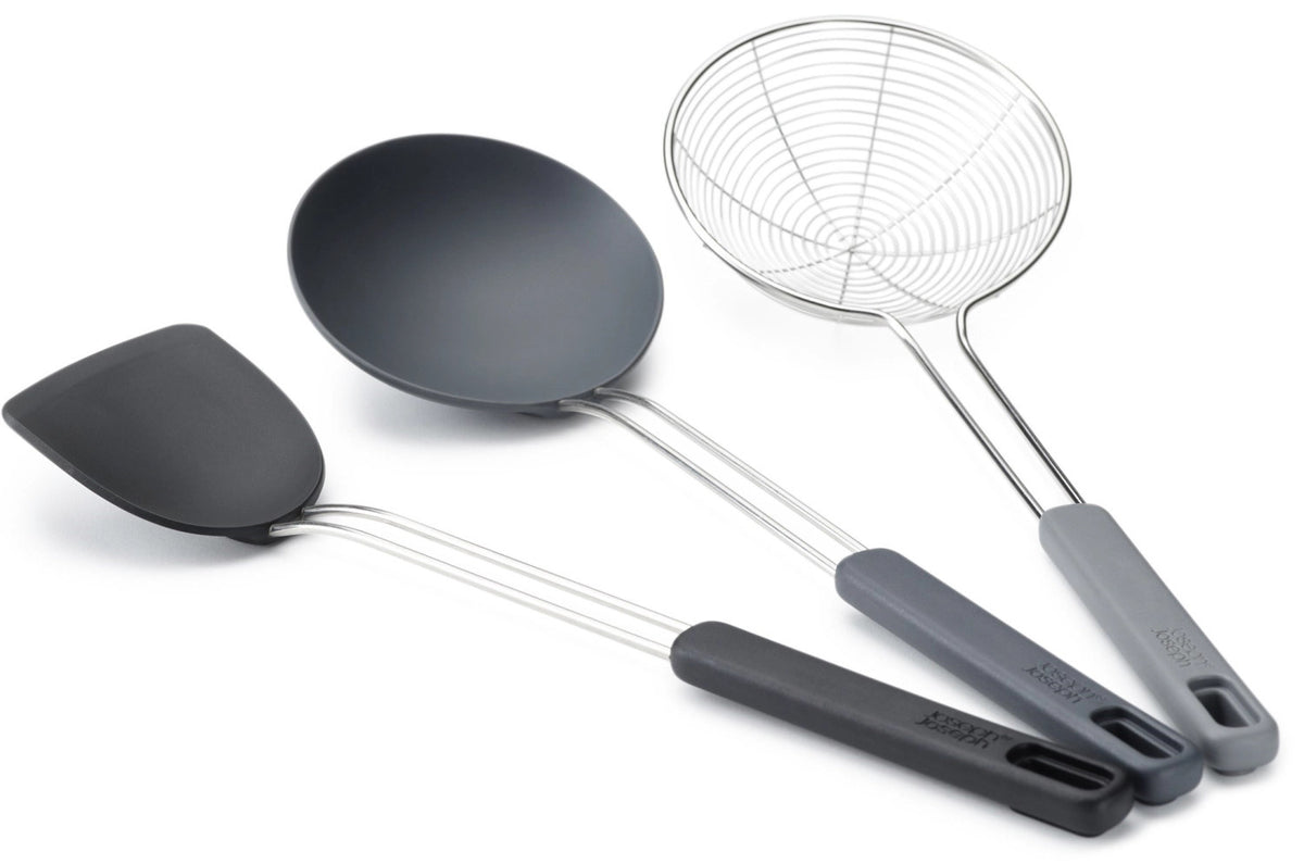 3er Set Nest Fusion Wok-Set in Schwarz präsentiert im Onlineshop von KAQTU Design AG. Kochbesteck ist von Joseph Joseph