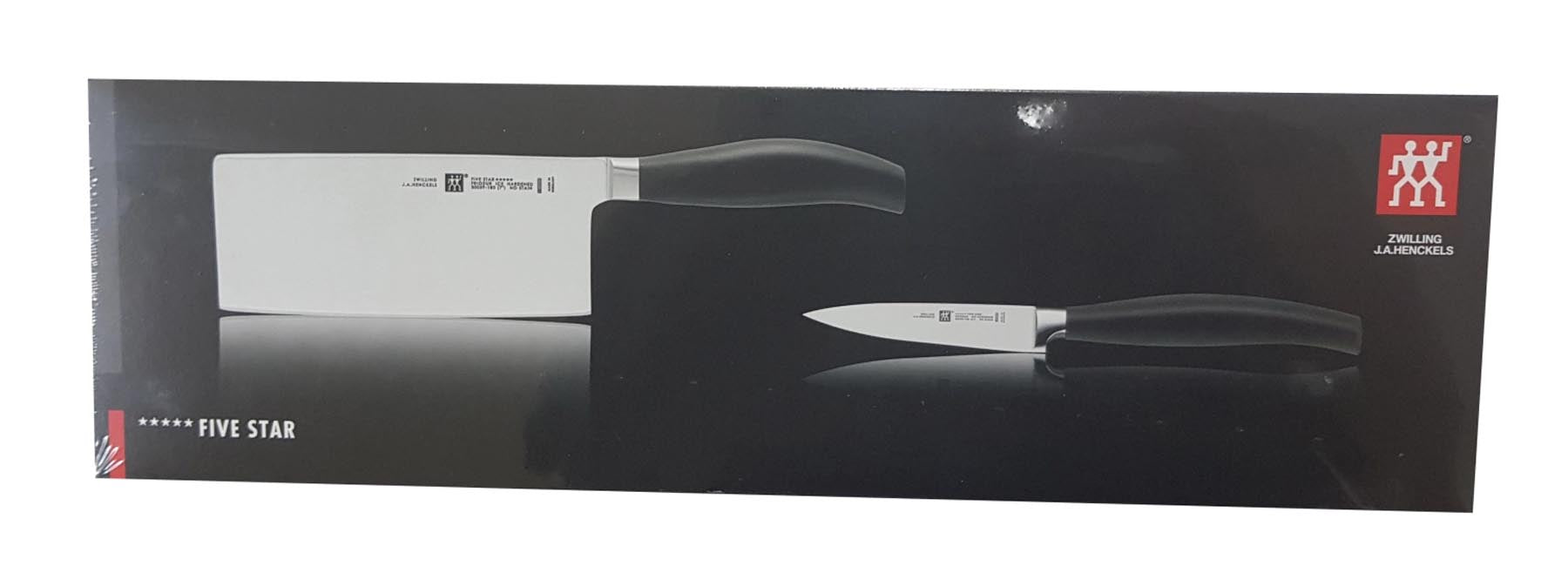 2tlg. Twin Five Star Messerset (Chin.+Gem) in Schwarz präsentiert im Onlineshop von KAQTU Design AG. Küchenmesser ist von Zwilling