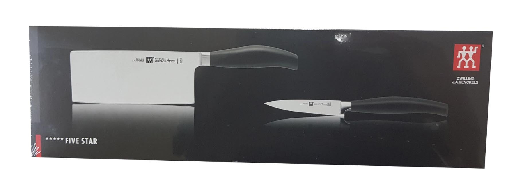 Hochwertiges 2-teiliges Messerset von Zwilling, bestehend aus einem chinesischen und einem Gemüsemesser, ideal für präzises Schneiden in der Küche.