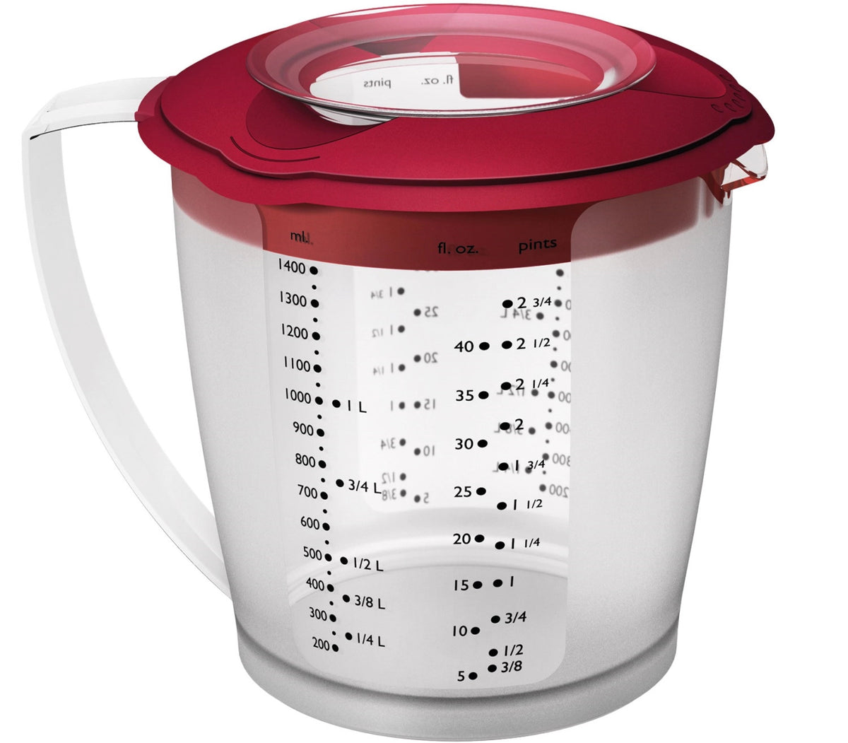 Rührbecher m. Deckel Helena, rot, D14.8, H15cm, 1.4 lt in Rot präsentiert im Onlineshop von KAQTU Design AG. Küchenhelfer ist von Westmark