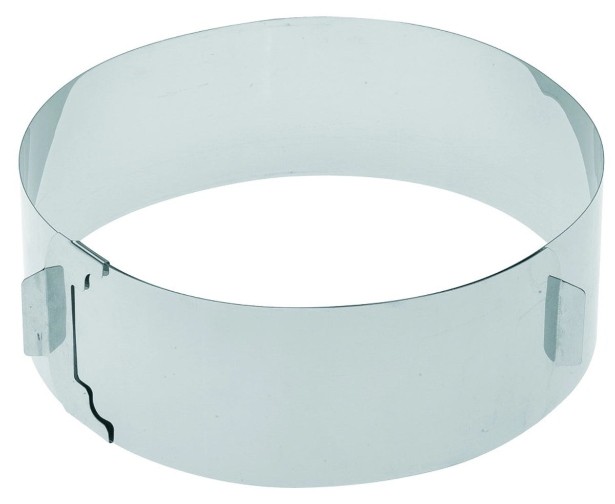 Tortenring, verstellbar v. D16 - D30cm, 18x16x8.5cm in Silber präsentiert im Onlineshop von KAQTU Design AG. Backutensilien ist von Westmark