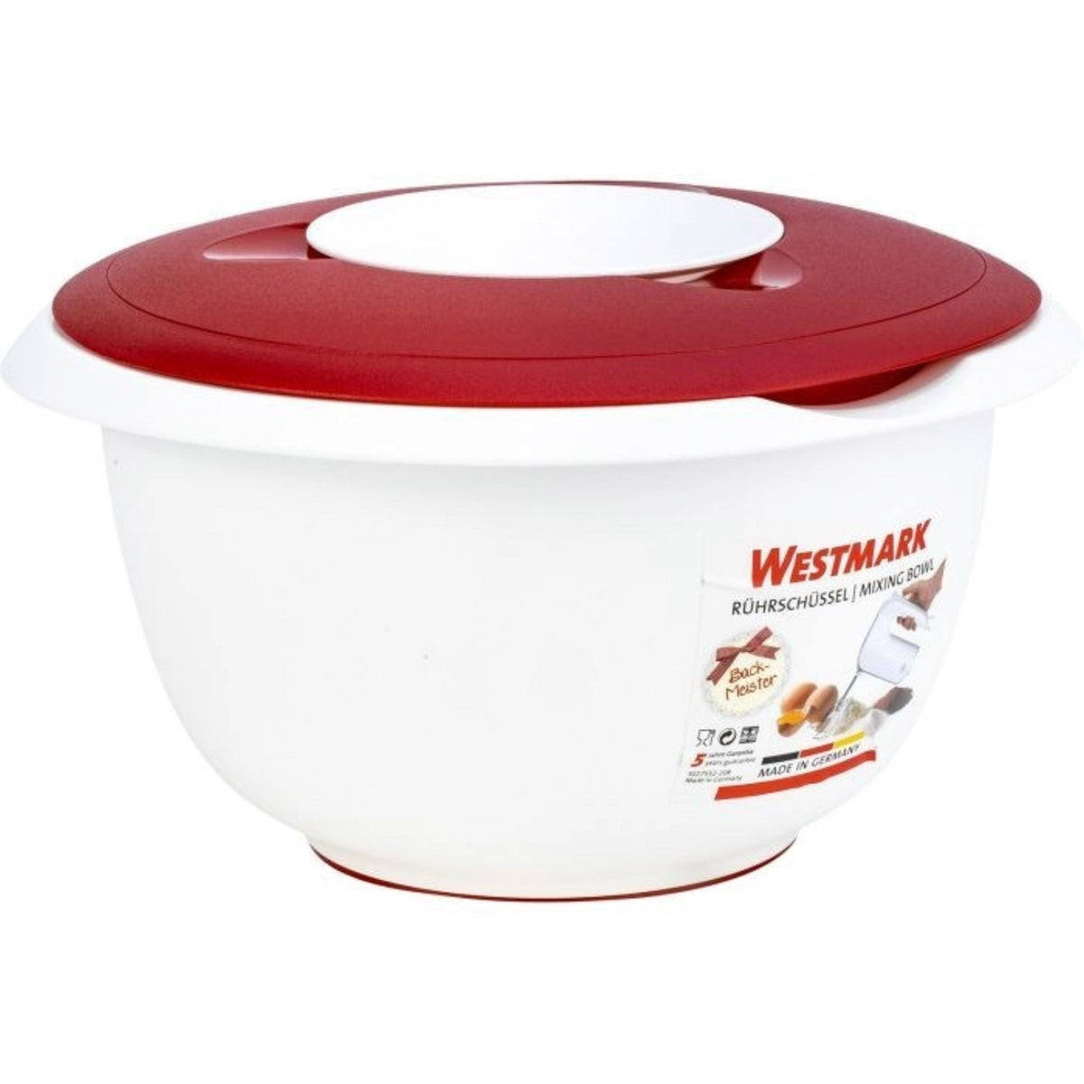 Rührschüssel mit Spritzschutz, rot, 28.5x27x14cm, 3.5 lt in Rot präsentiert im Onlineshop von KAQTU Design AG. Schüssel ist von Westmark