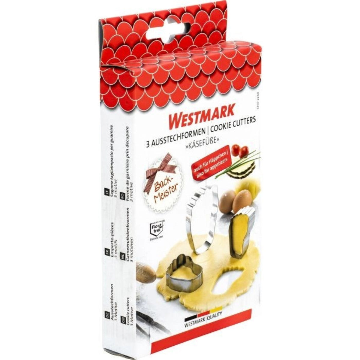 3-tlg. Set Ausstechform Füsse in Silber präsentiert im Onlineshop von KAQTU Design AG. Ausstecher ist von Westmark
