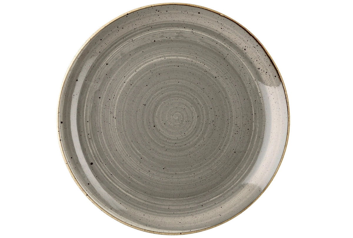 Stonecast Peppercorn Grey Coupe Teller flach 26cm in Silber präsentiert im Onlineshop von KAQTU Design AG. Teller ist von Churchill